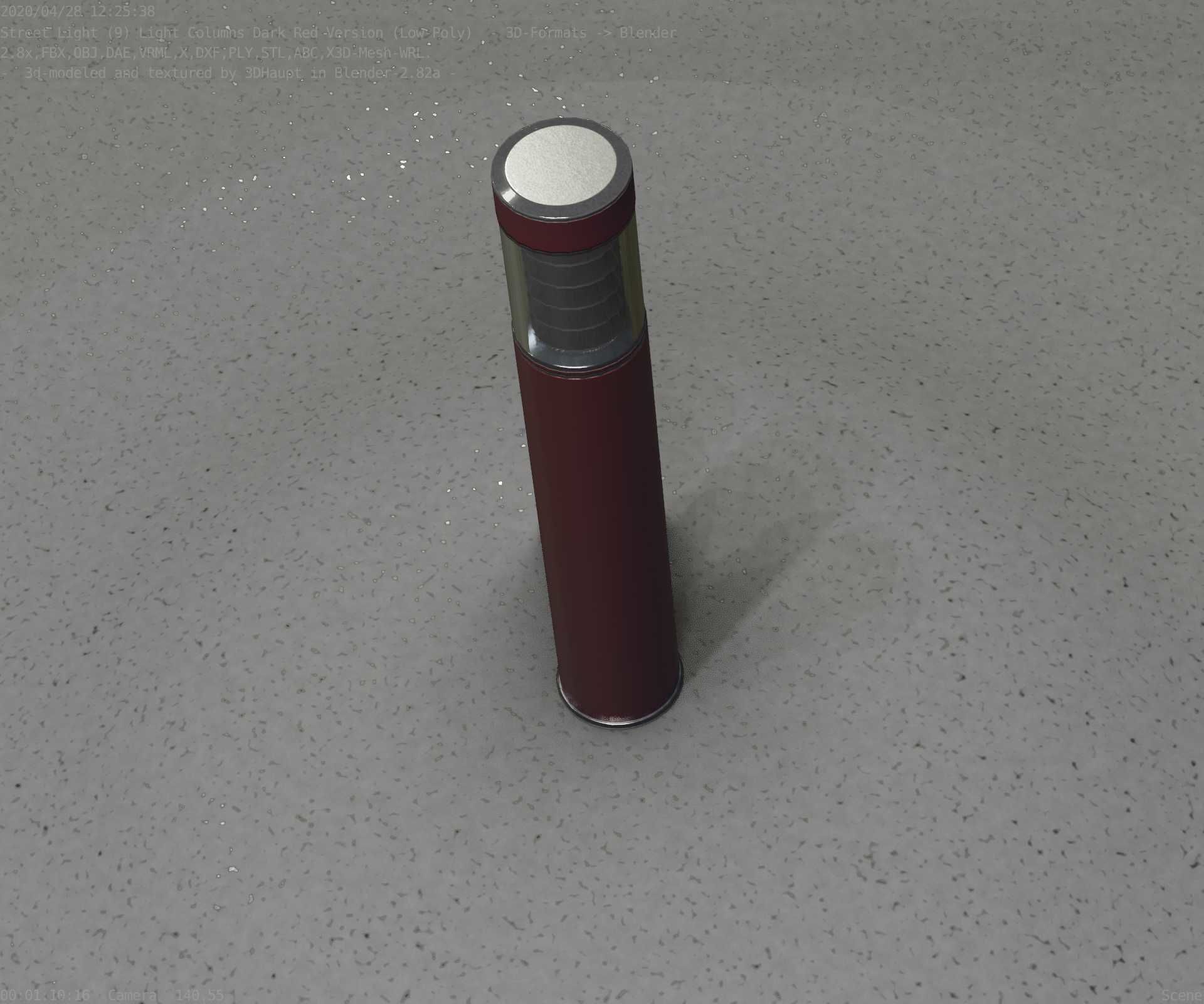 Dark Red Light-Column -17- Street-Light 9 Low-poly 3D model_96