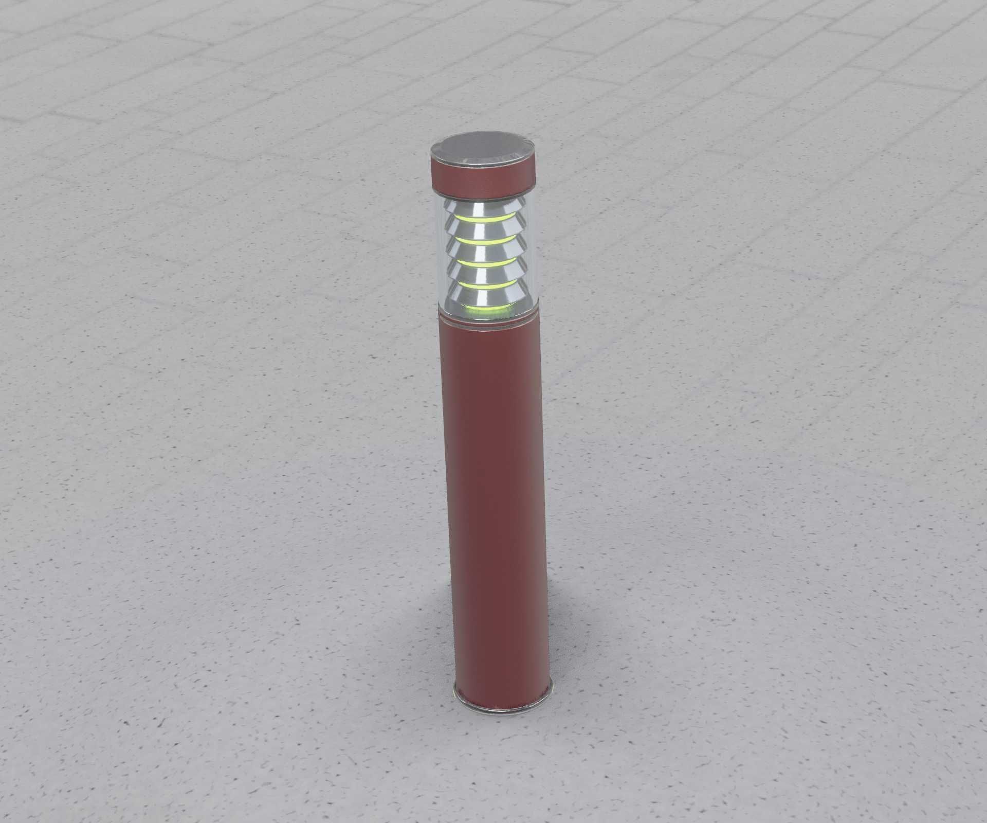 Dark Red Light-Column -17- Street-Light 9 Low-poly 3D model_43