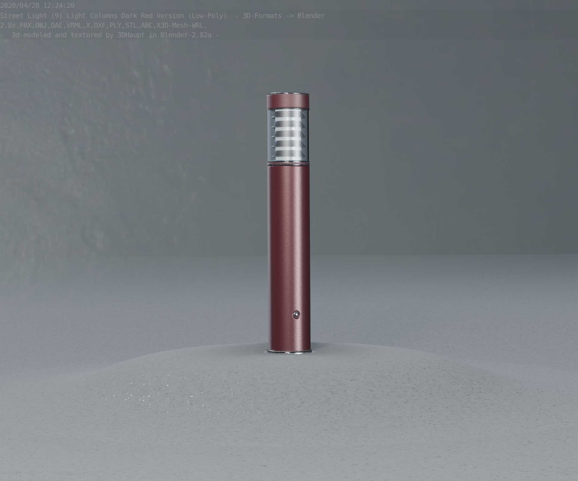 Dark Red Light-Column -17- Street-Light 9 Low-poly 3D model_15