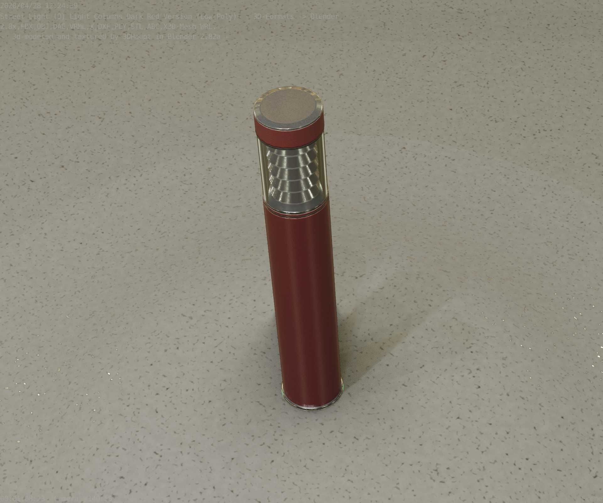 Dark Red Light-Column -17- Street-Light 9 Low-poly 3D model_55