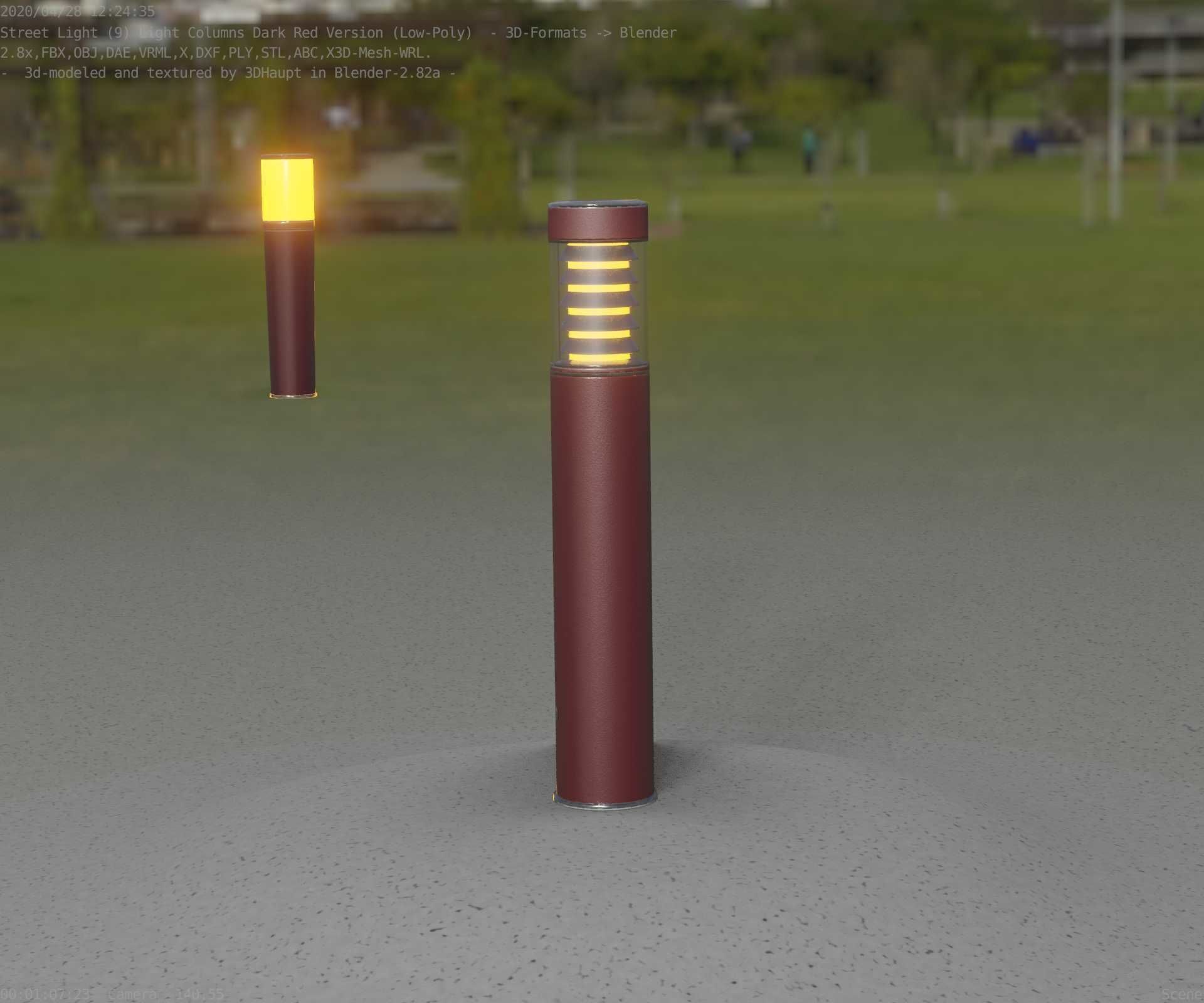 Dark Red Light-Column -17- Street-Light 9 Low-poly 3D model_31