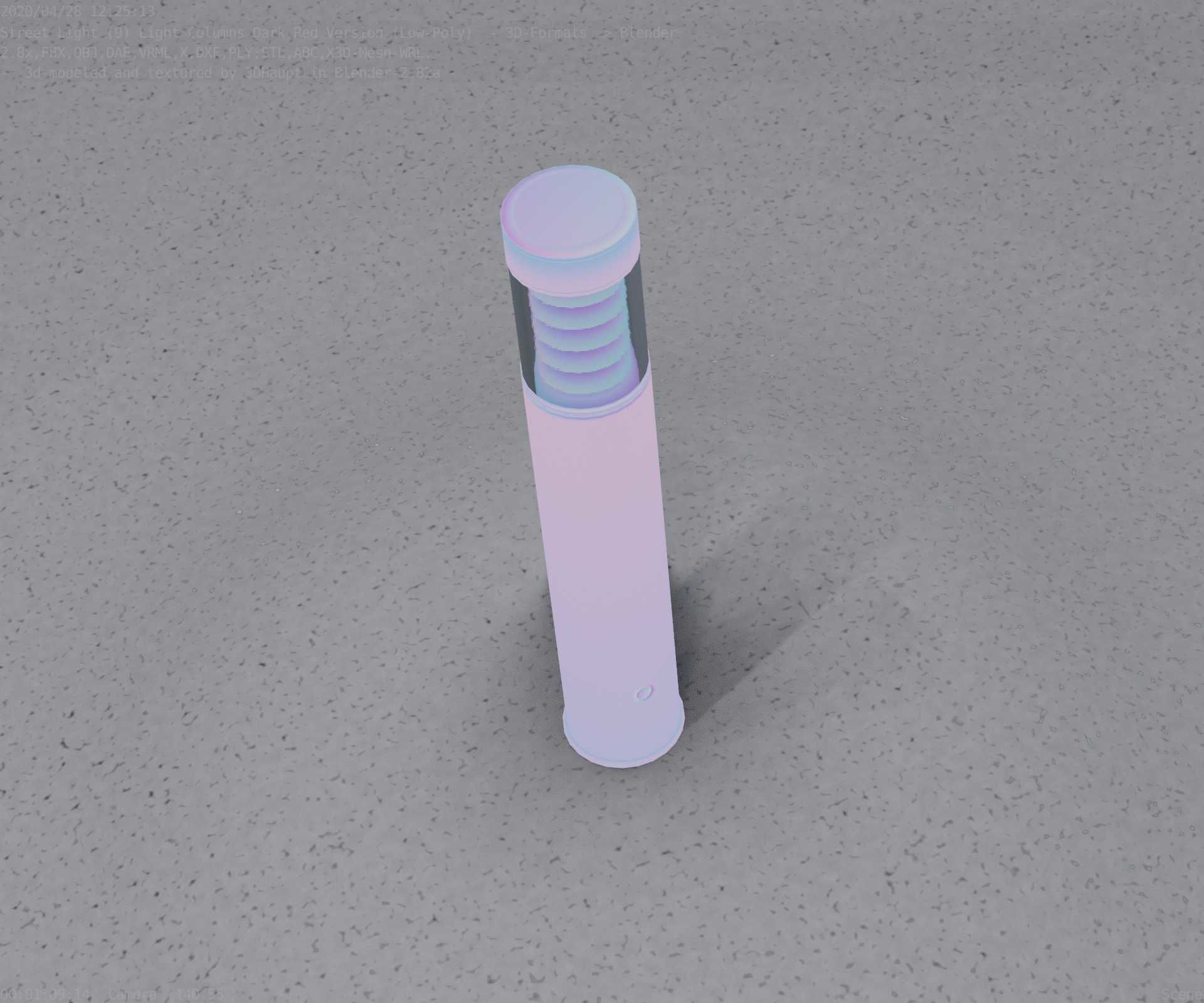 Dark Red Light-Column -17- Street-Light 9 Low-poly 3D model_70