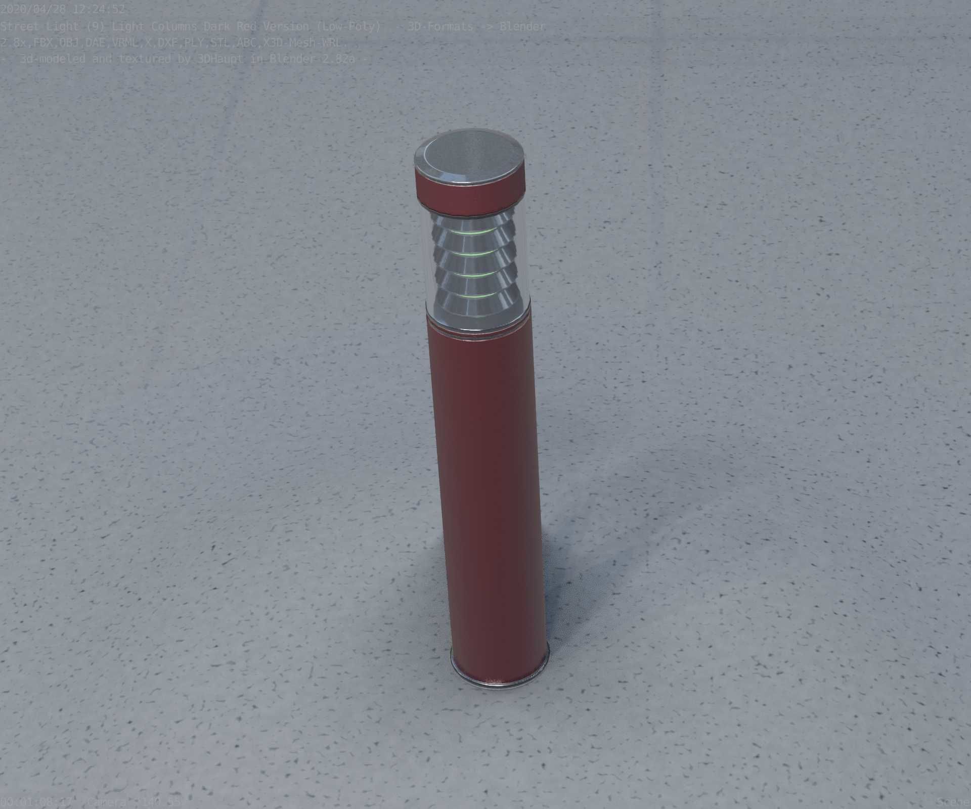 Dark Red Light-Column -17- Street-Light 9 Low-poly 3D model_49