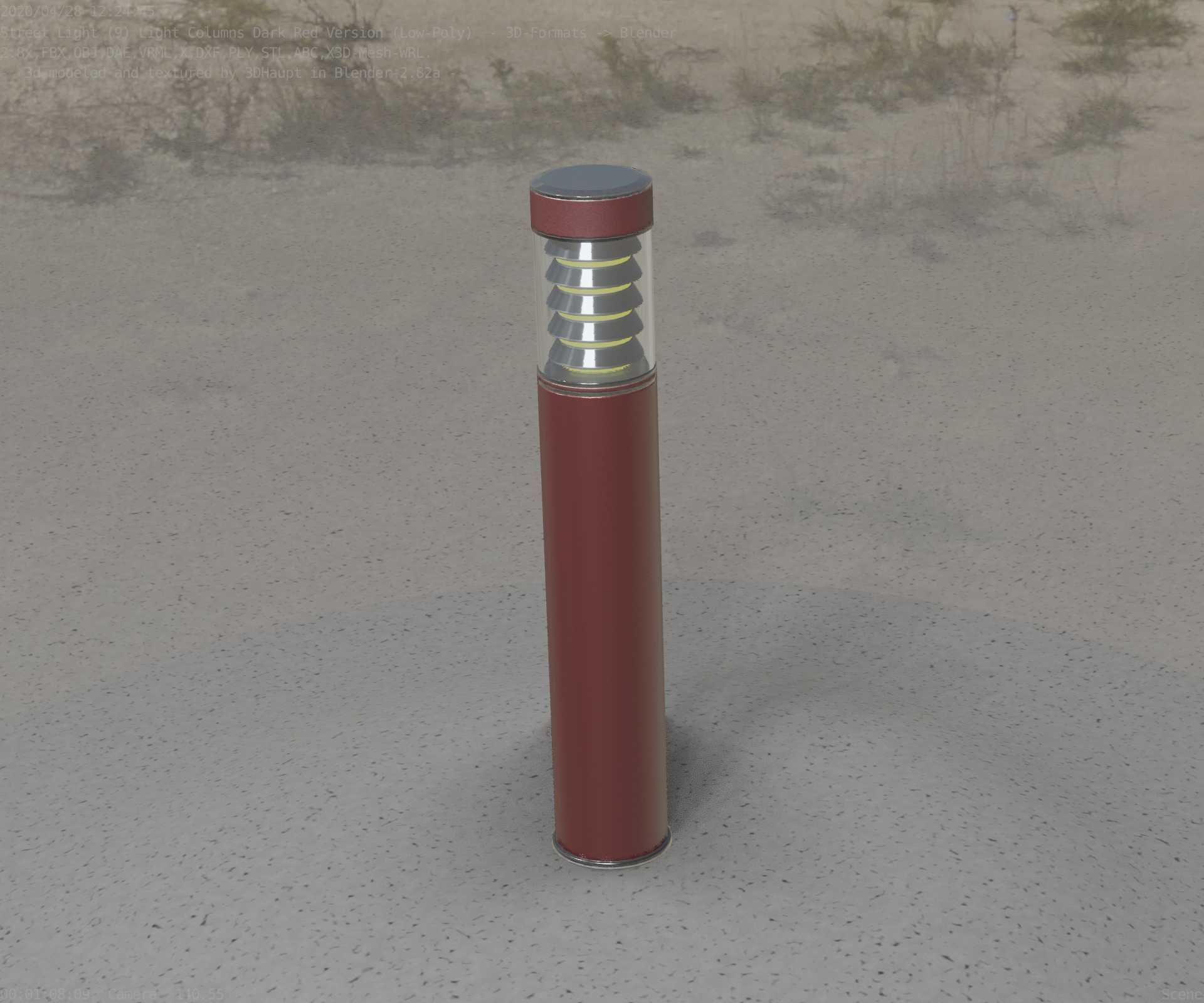 Dark Red Light-Column -17- Street-Light 9 Low-poly 3D model_41