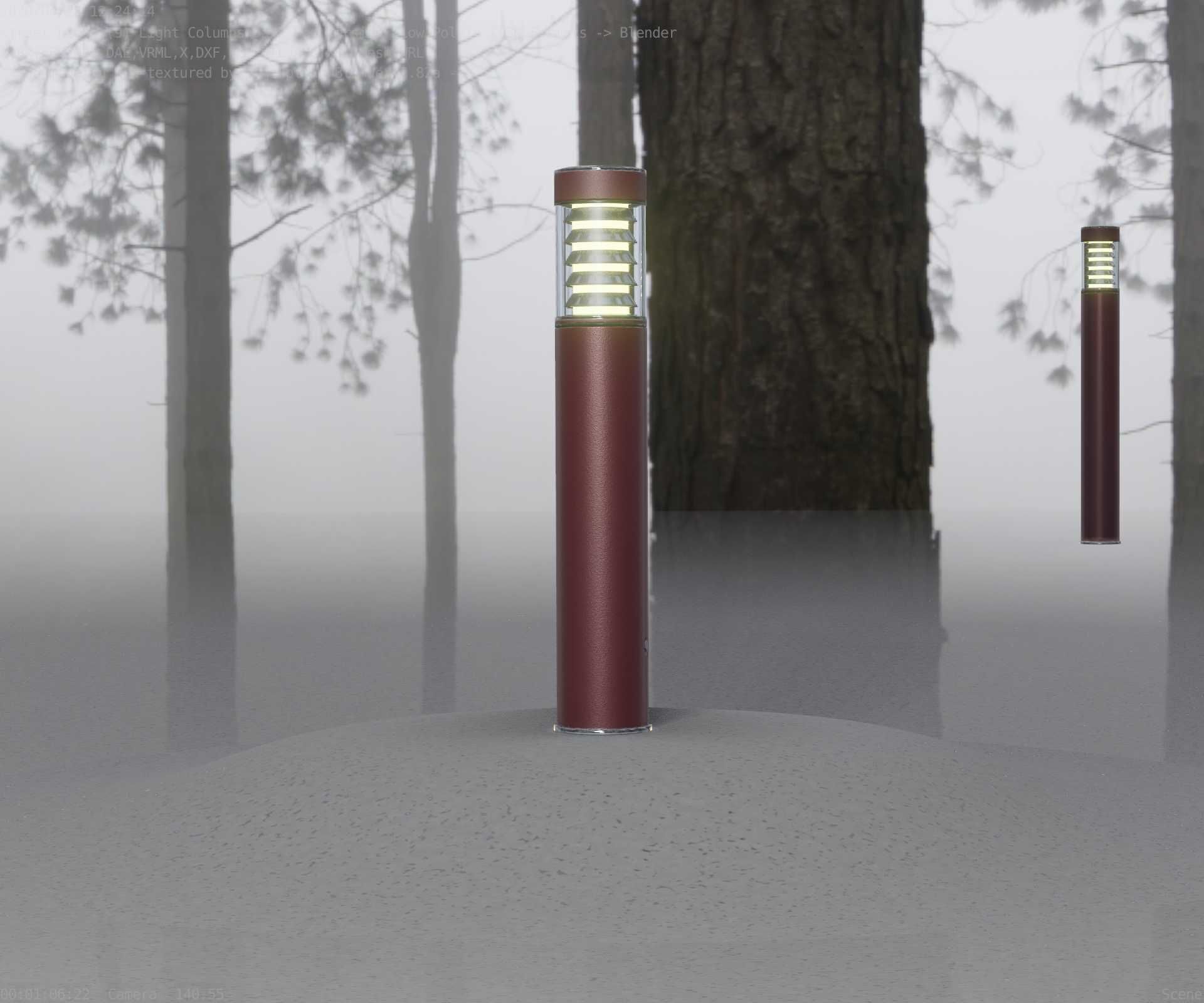 Dark Red Light-Column -17- Street-Light 9 Low-poly 3D model_8