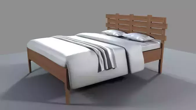 3D Bed with wooden headboard and footboard