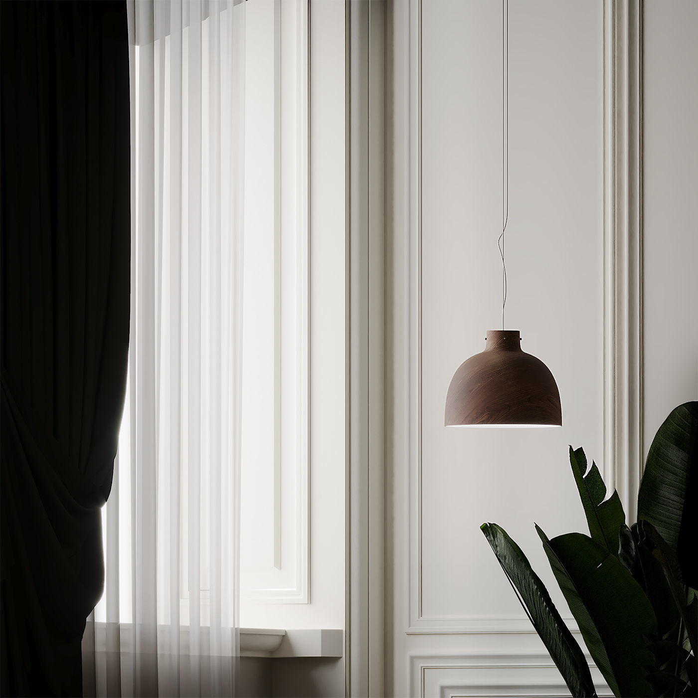 Bellissima Wood Pendant Light By Ferruccio Laviani 3D model_2