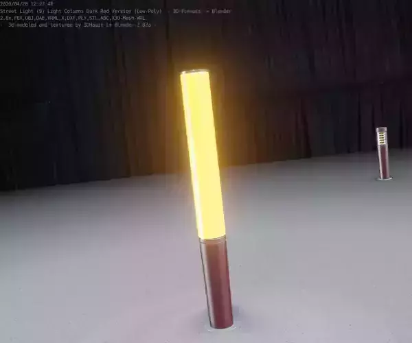 Dark Red Light-Column -19- Street-Light 9 Low-poly 3D model