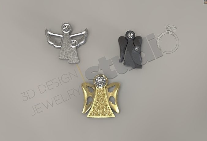 Sweet little angels pendants with gems 3d model 3D print model