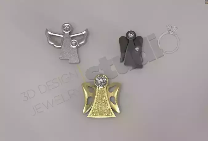 Sweet little angels pendants with gems 3d model