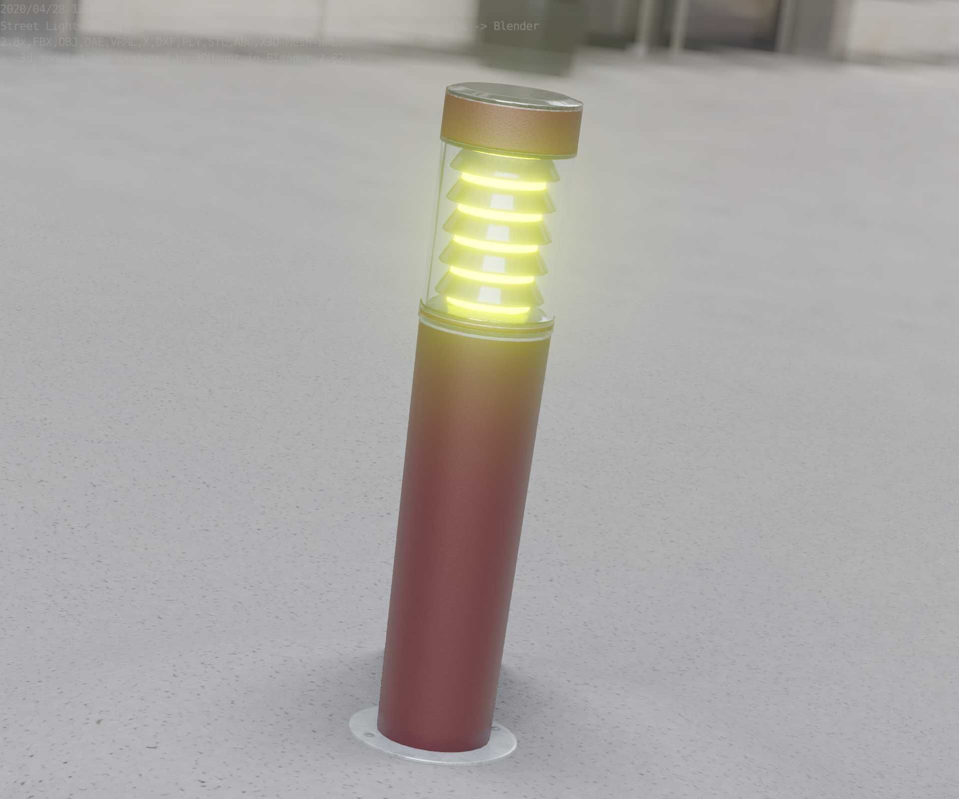 Dark Red Light-Column -20- Street-Light 9 Low-poly 3D model_94