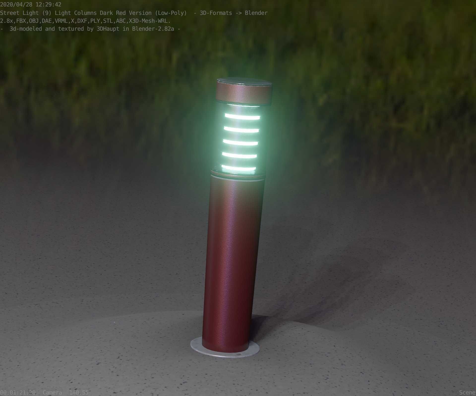 Dark Red Light-Column -20- Street-Light 9 Low-poly 3D model_64