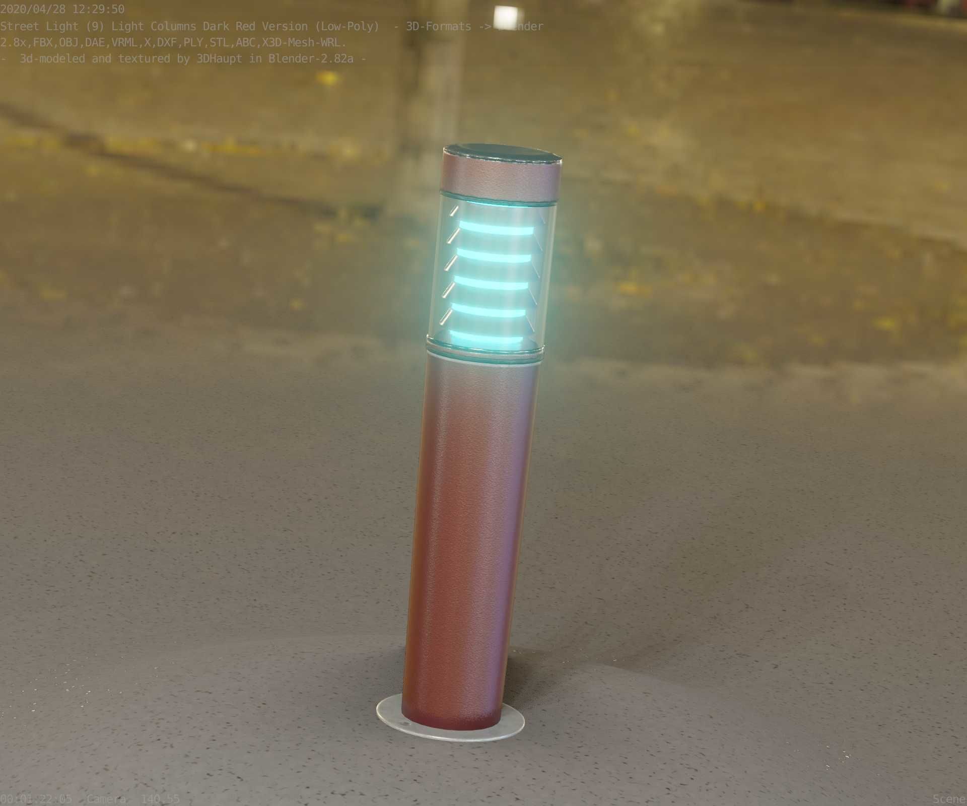 Dark Red Light-Column -20- Street-Light 9 Low-poly 3D model_73