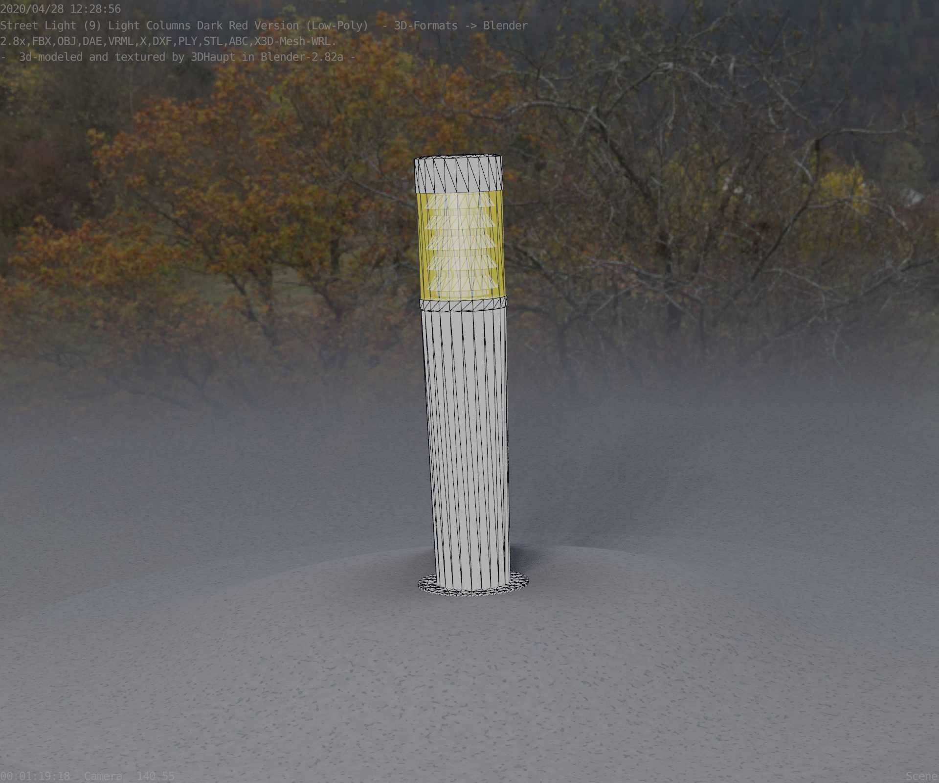 Dark Red Light-Column -20- Street-Light 9 Low-poly 3D model_28