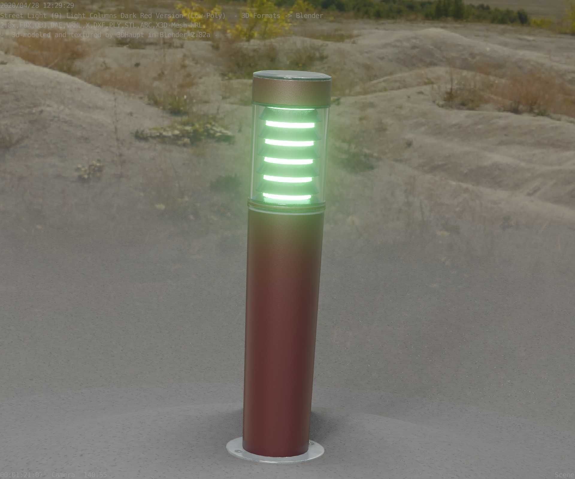 Dark Red Light-Column -20- Street-Light 9 Low-poly 3D model_51