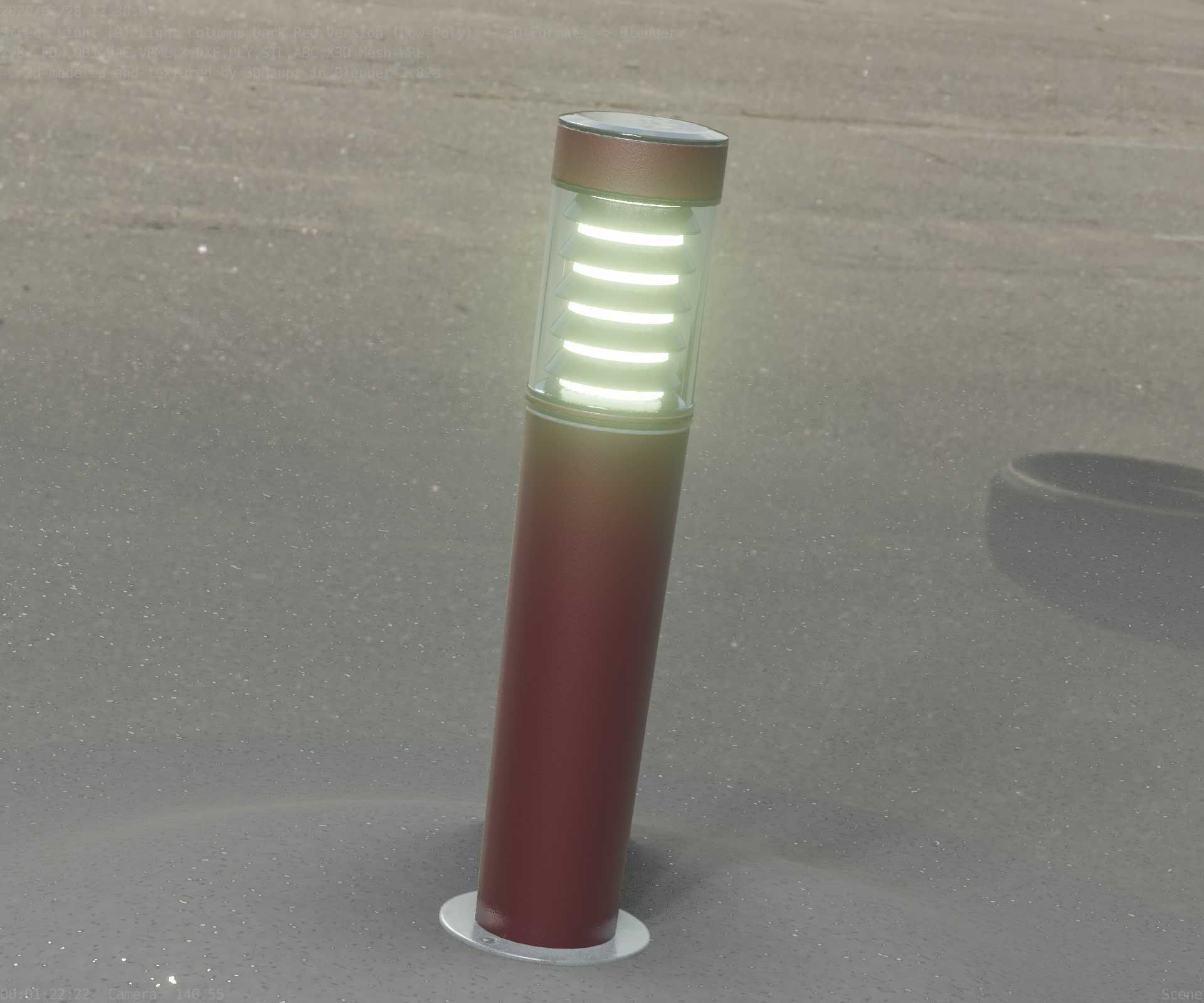 Dark Red Light-Column -20- Street-Light 9 Low-poly 3D model_91