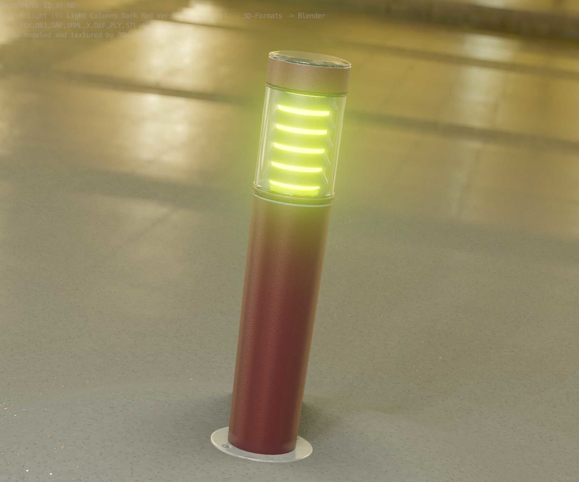 Dark Red Light-Column -20- Street-Light 9 Low-poly 3D model_93