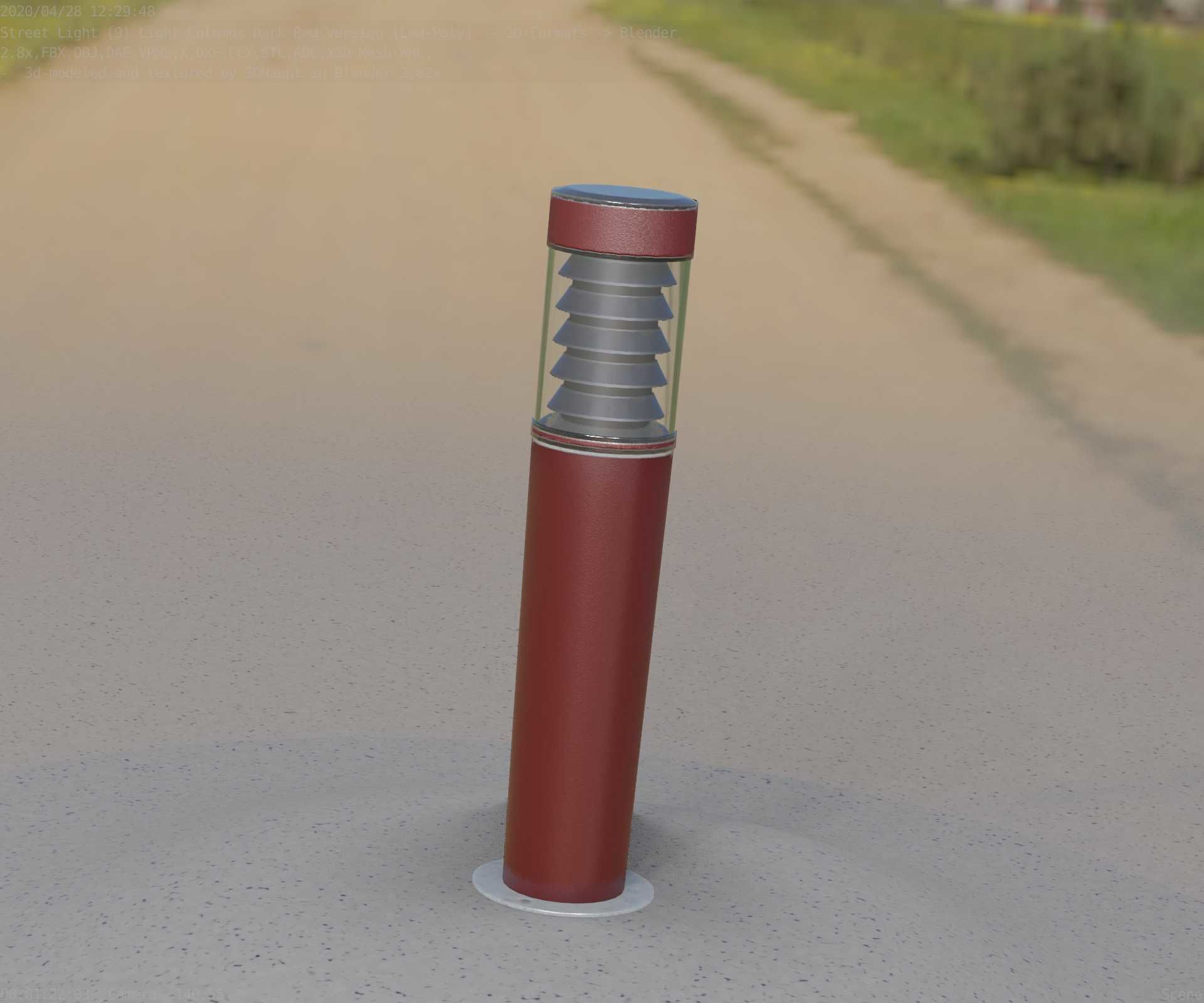 Dark Red Light-Column -20- Street-Light 9 Low-poly 3D model_71
