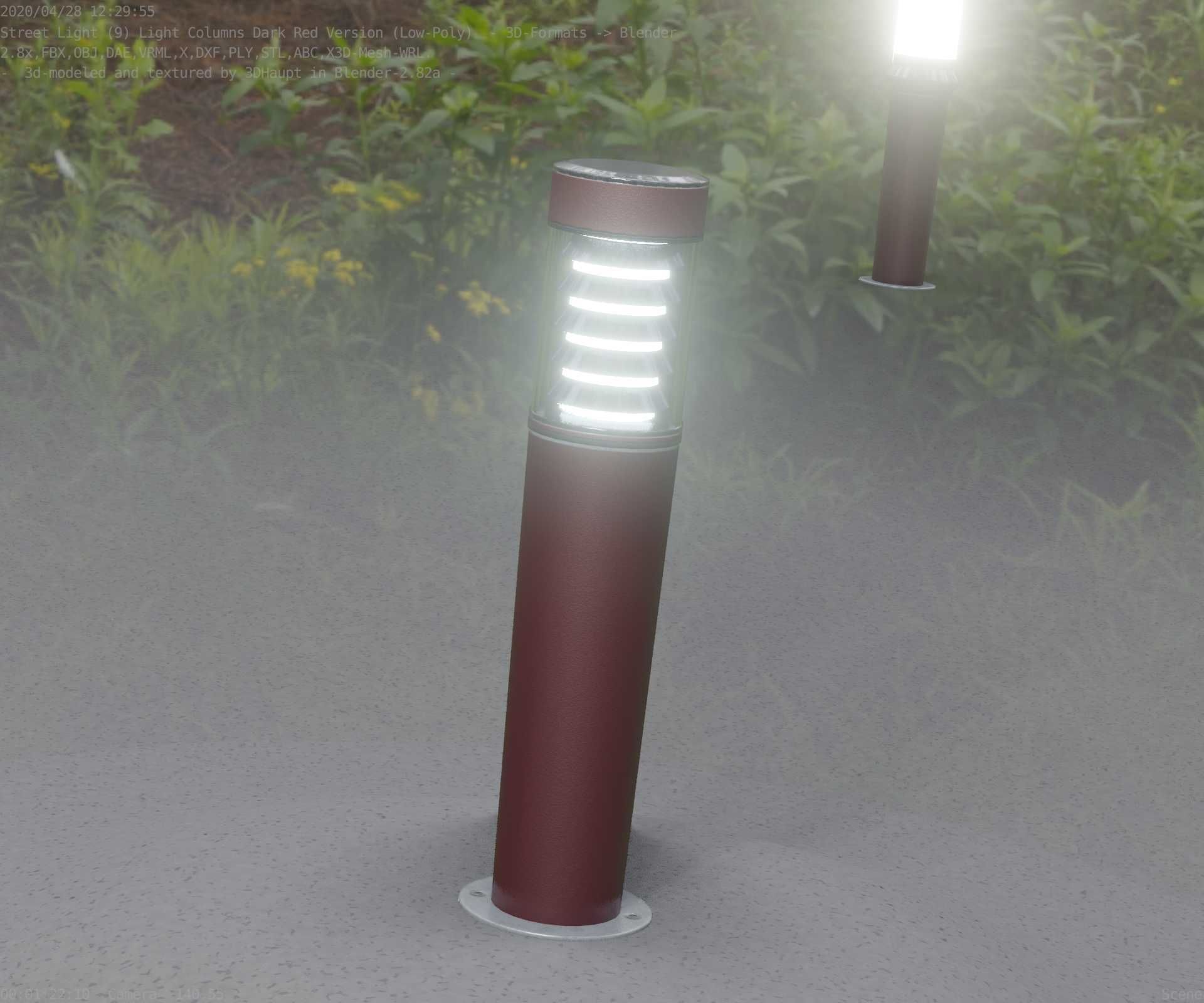 Dark Red Light-Column -20- Street-Light 9 Low-poly 3D model_78