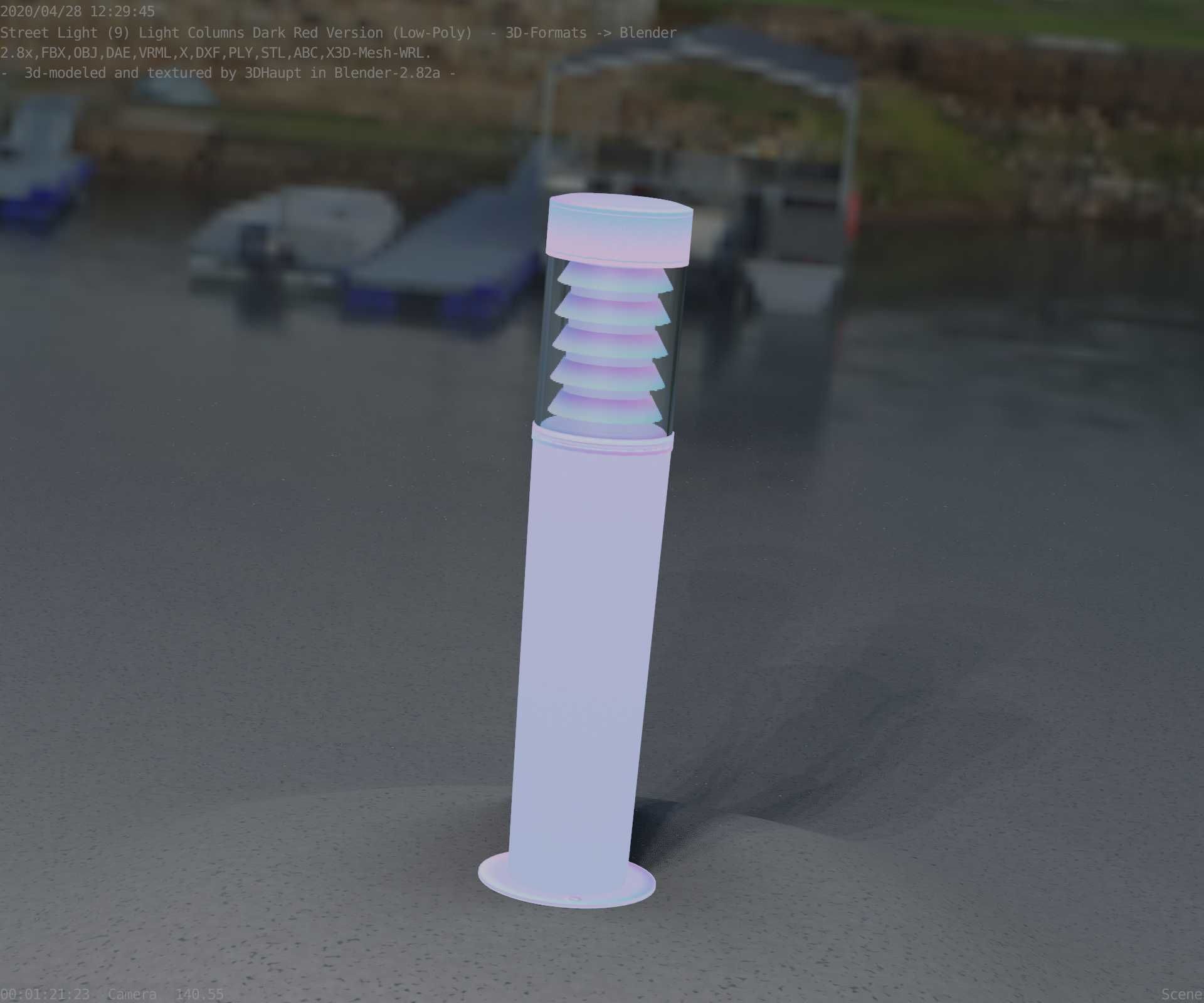 Dark Red Light-Column -20- Street-Light 9 Low-poly 3D model_67
