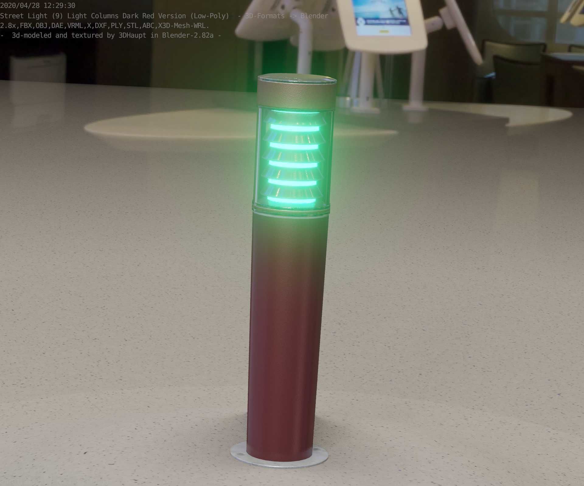 Dark Red Light-Column -20- Street-Light 9 Low-poly 3D model_52