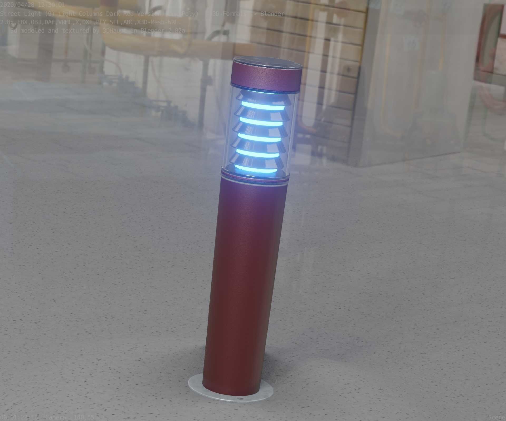 Dark Red Light-Column -20- Street-Light 9 Low-poly 3D model_84