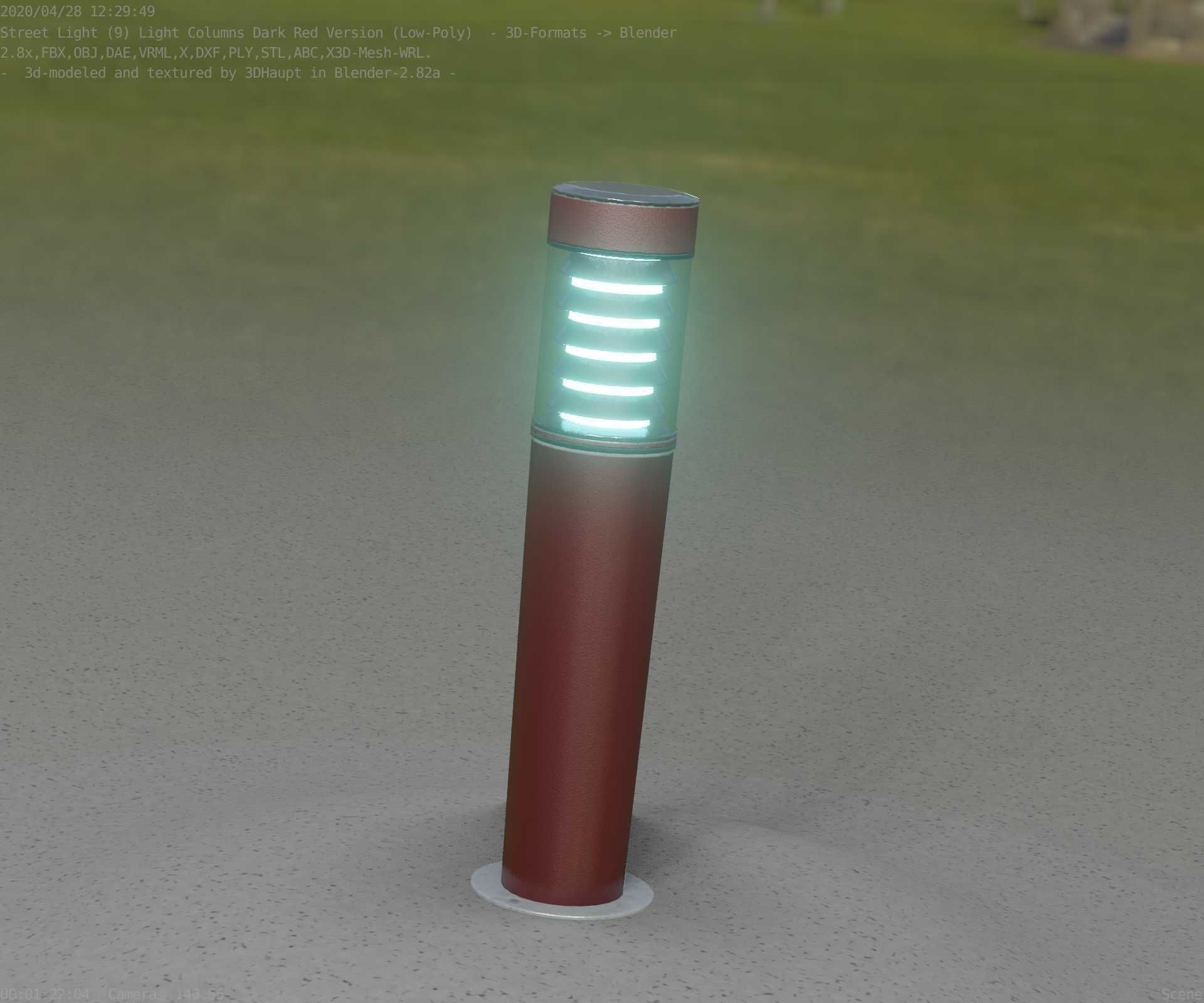 Dark Red Light-Column -20- Street-Light 9 Low-poly 3D model_72