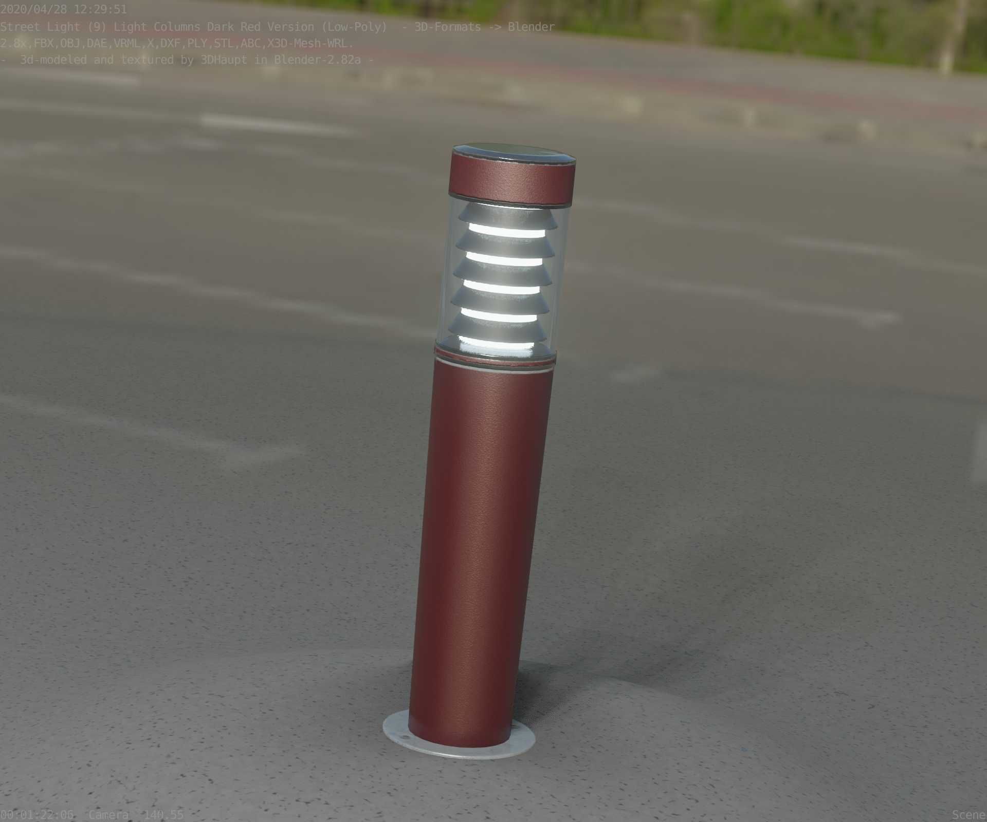 Dark Red Light-Column -20- Street-Light 9 Low-poly 3D model_74