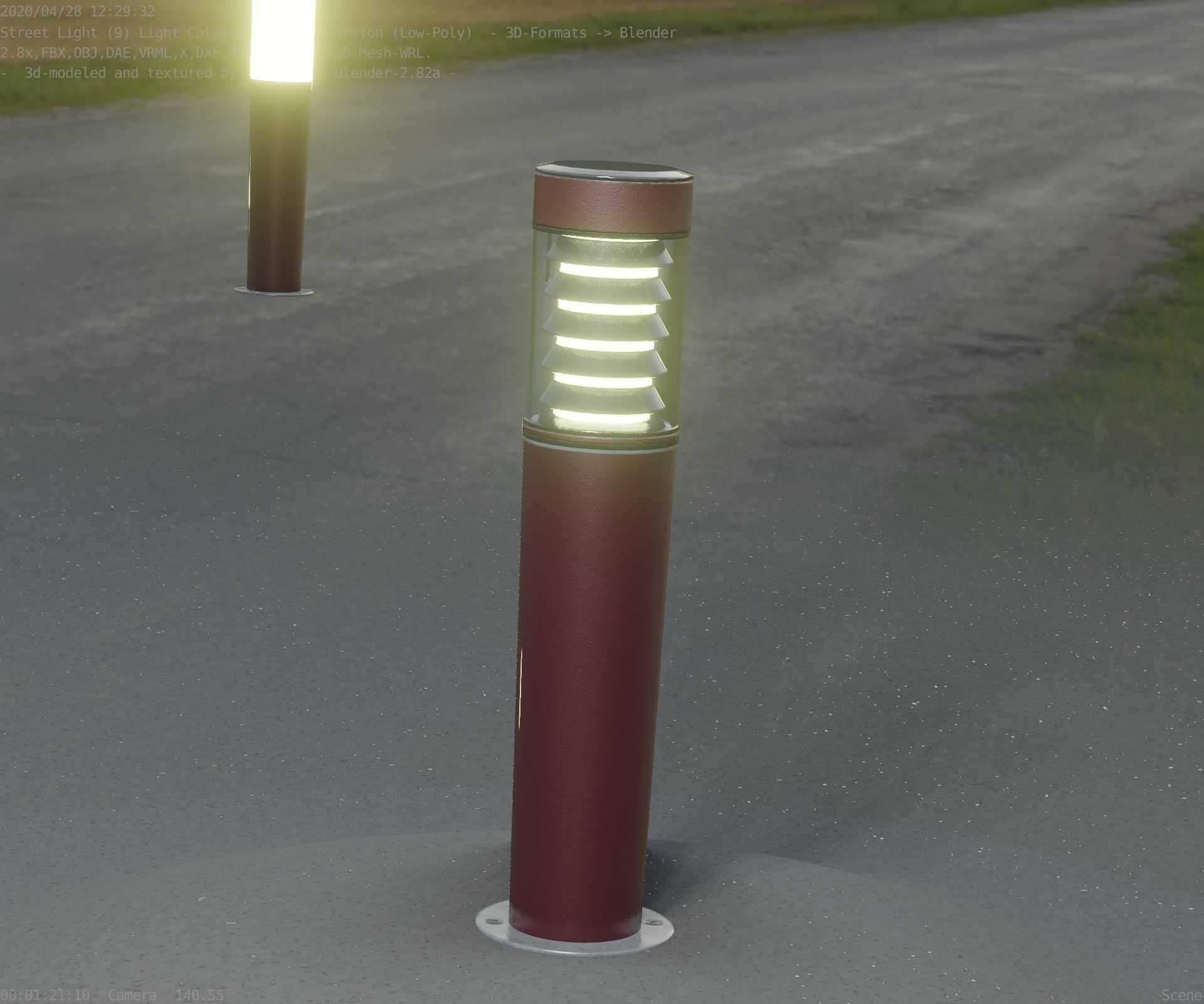 Dark Red Light-Column -20- Street-Light 9 Low-poly 3D model_54