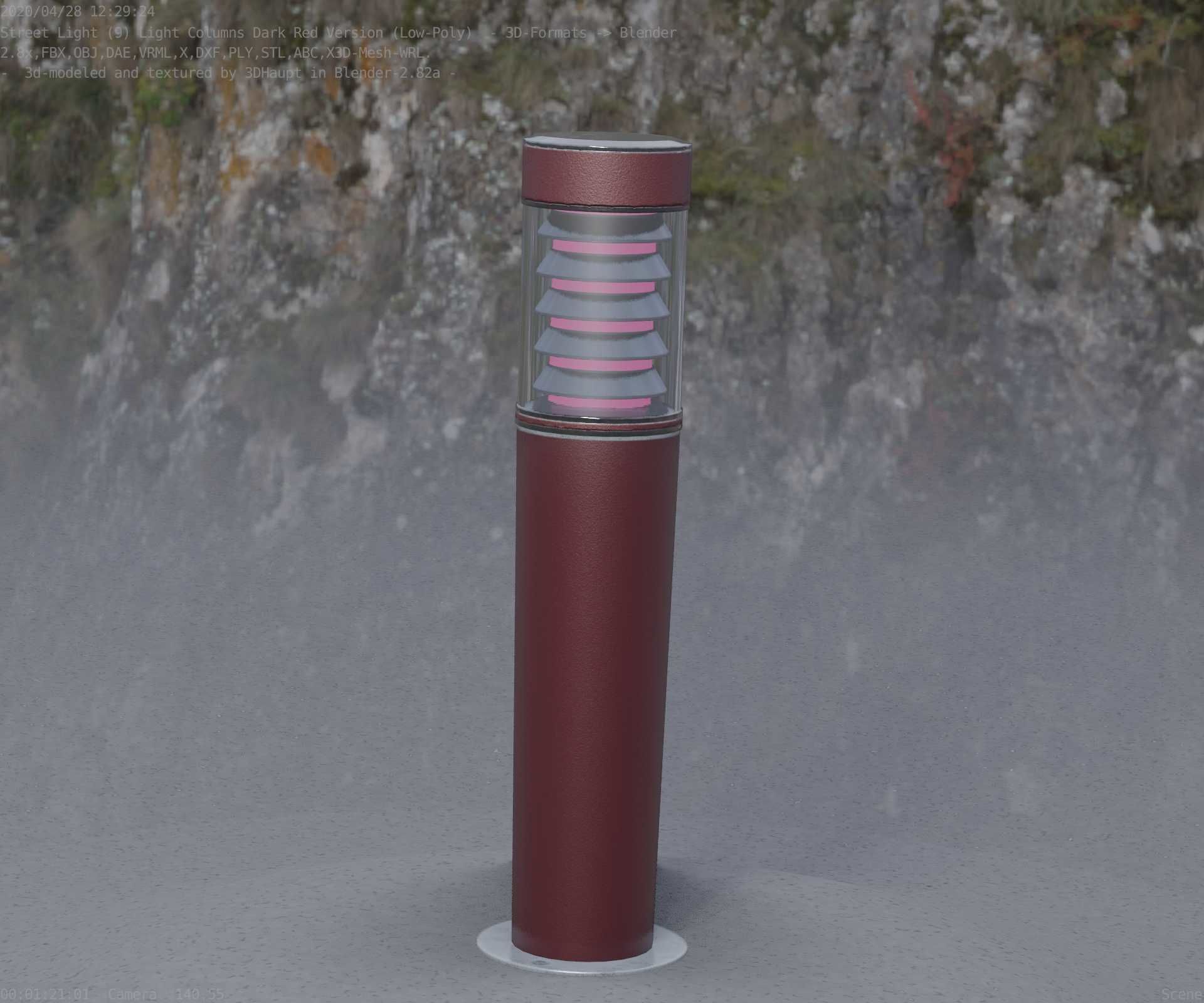 Dark Red Light-Column -20- Street-Light 9 Low-poly 3D model_45
