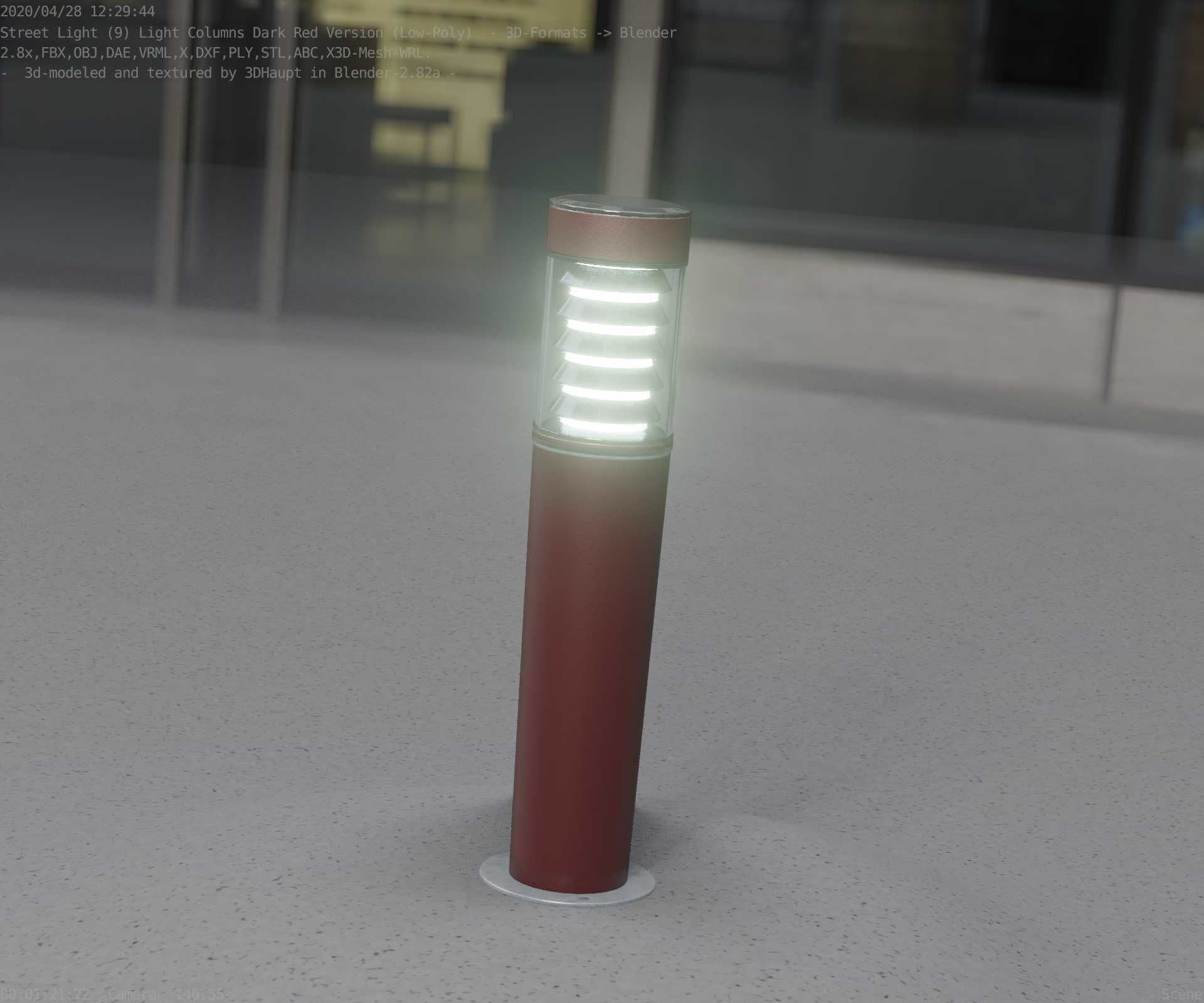 Dark Red Light-Column -20- Street-Light 9 Low-poly 3D model_66
