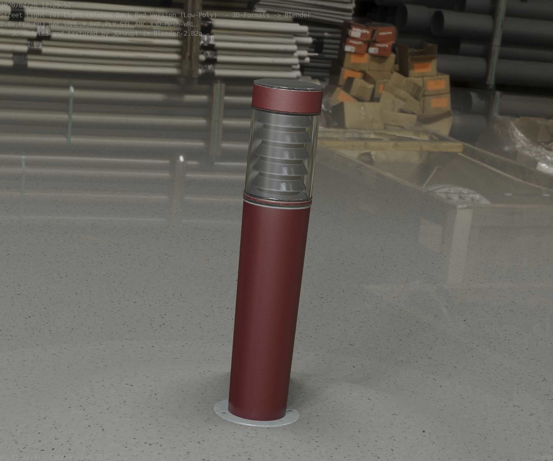 Dark Red Light-Column -20- Street-Light 9 Low-poly 3D model_75