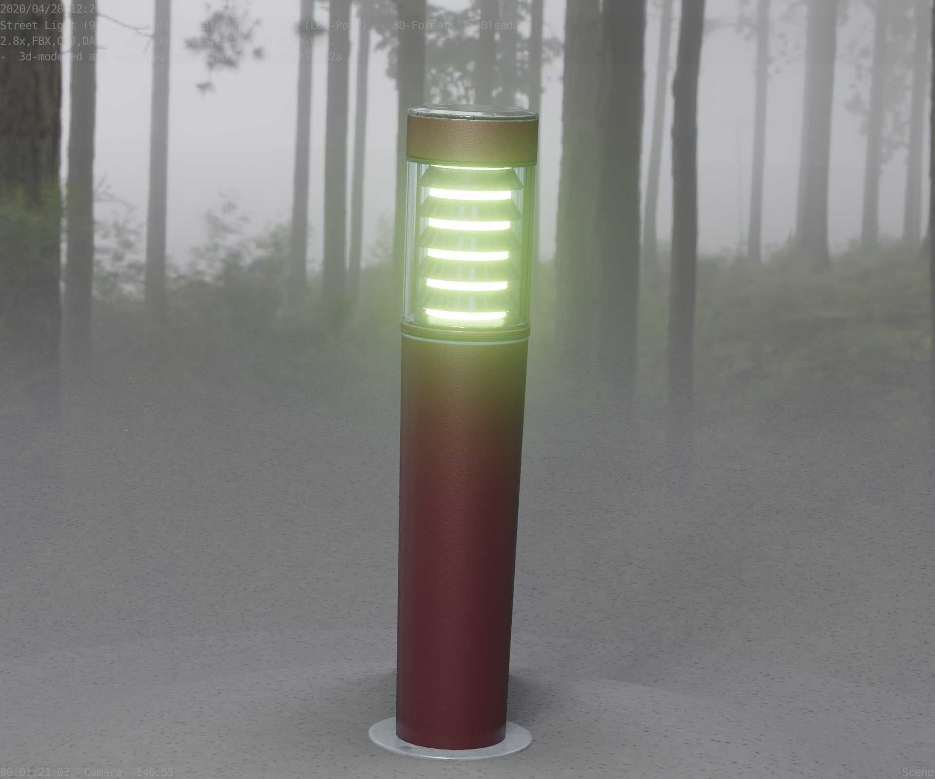 Dark Red Light-Column -20- Street-Light 9 Low-poly 3D model_47