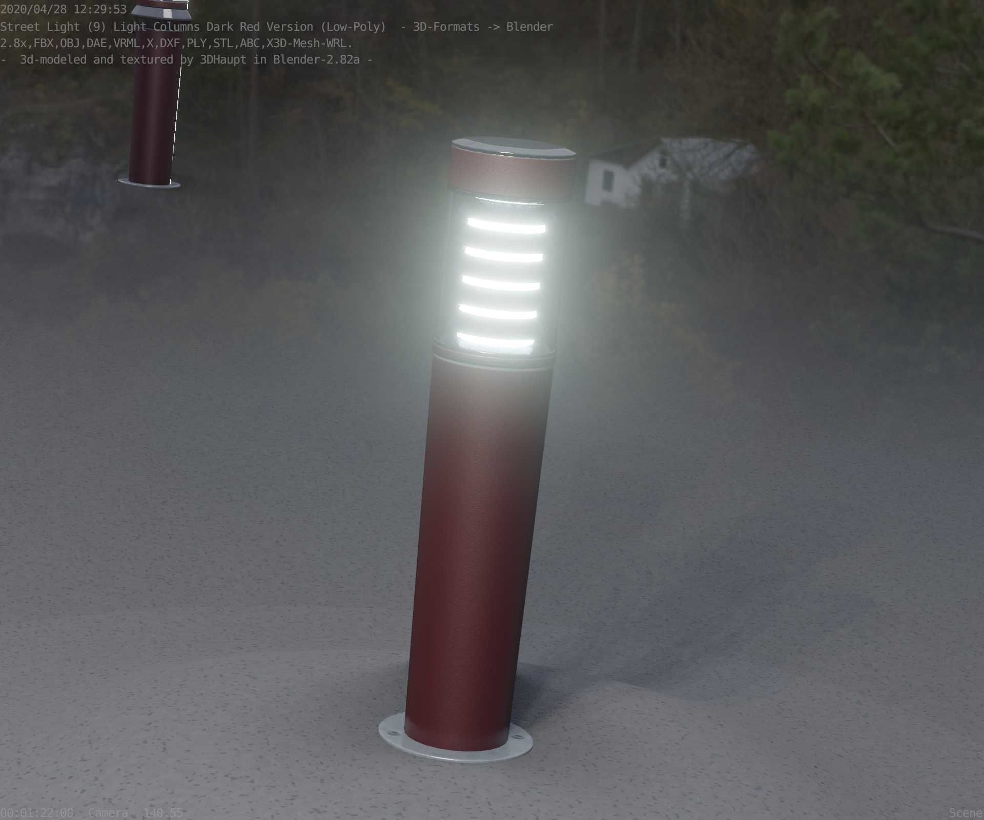 Dark Red Light-Column -20- Street-Light 9 Low-poly 3D model_76