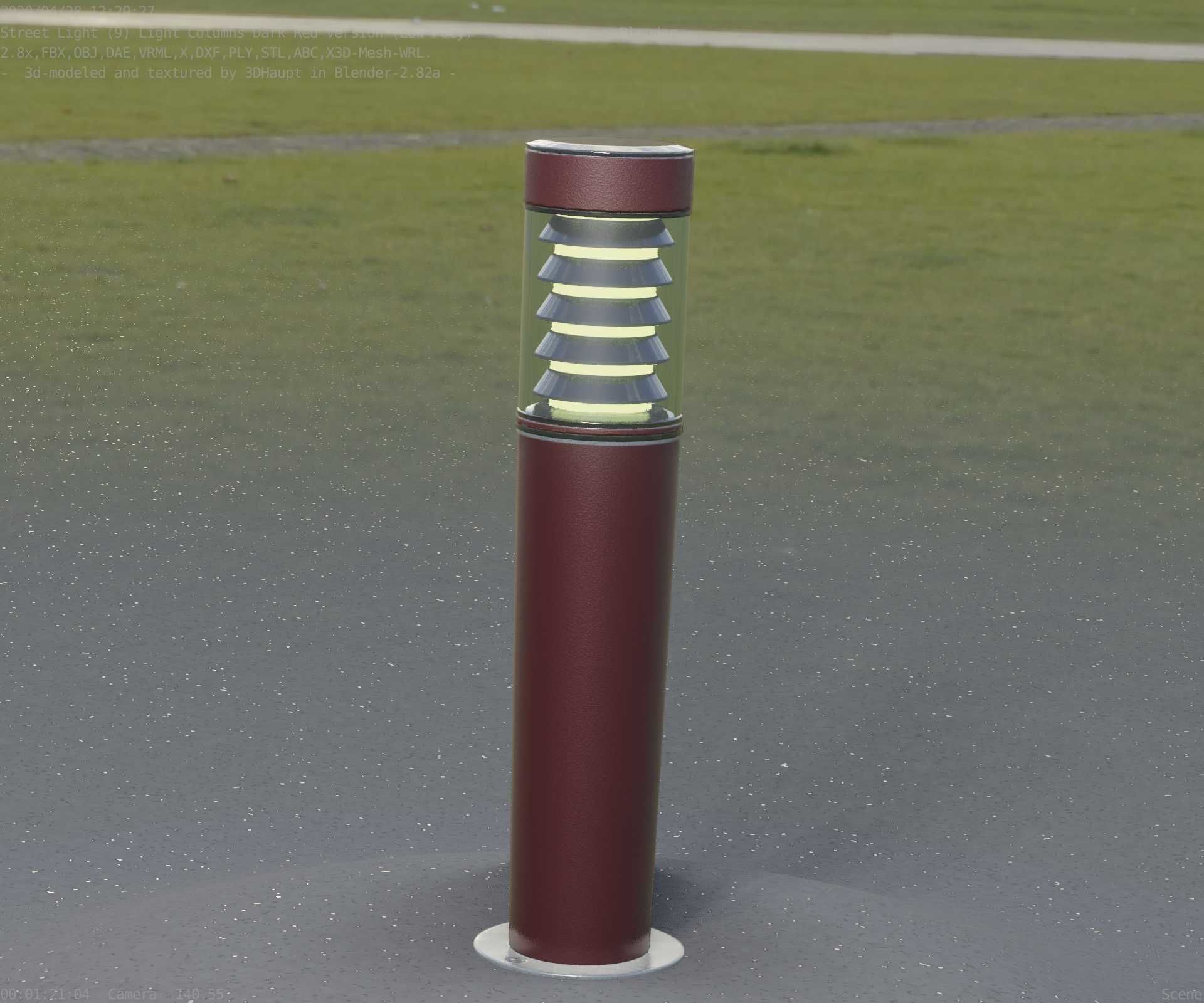 Dark Red Light-Column -20- Street-Light 9 Low-poly 3D model_48