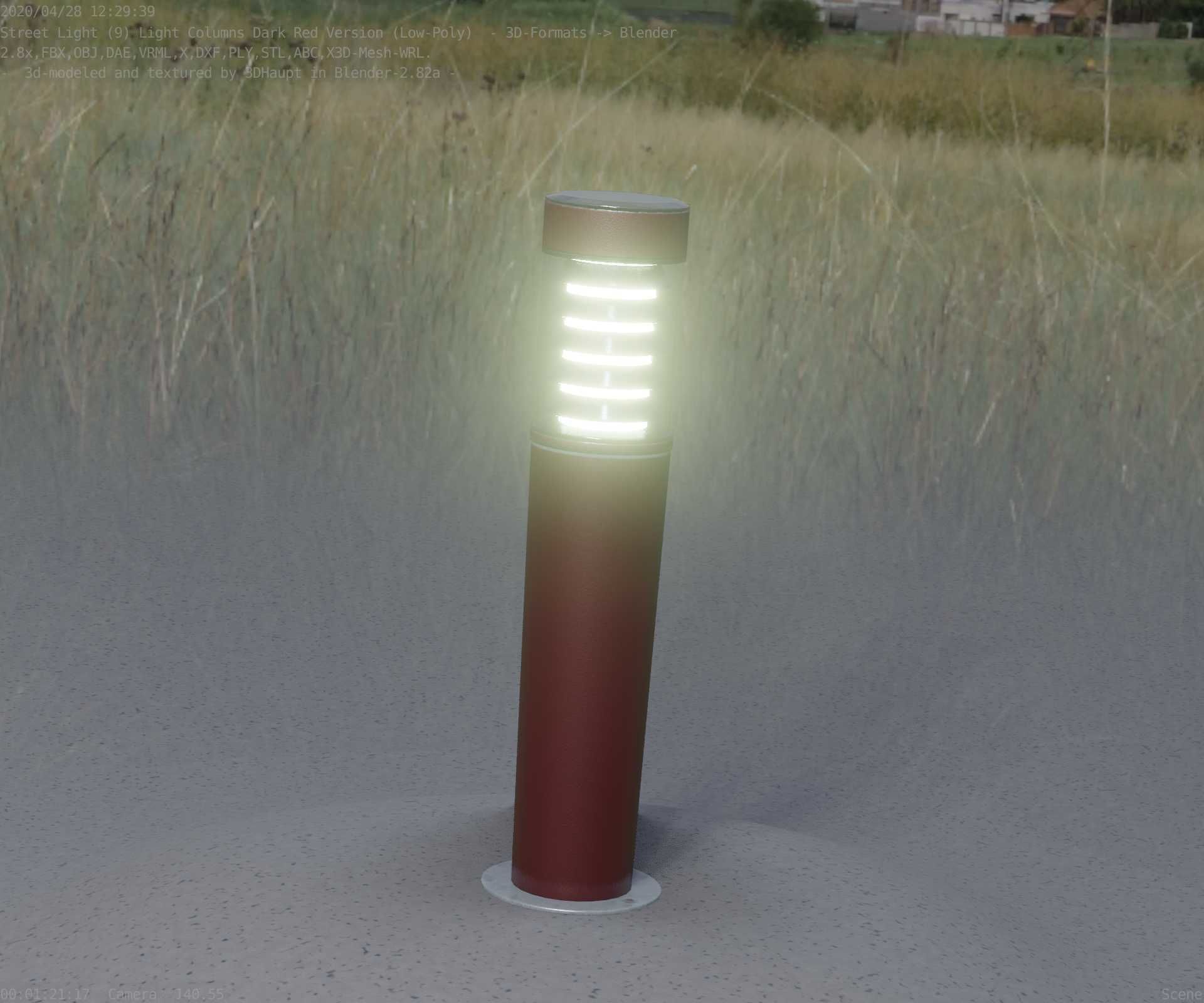 Dark Red Light-Column -20- Street-Light 9 Low-poly 3D model_61