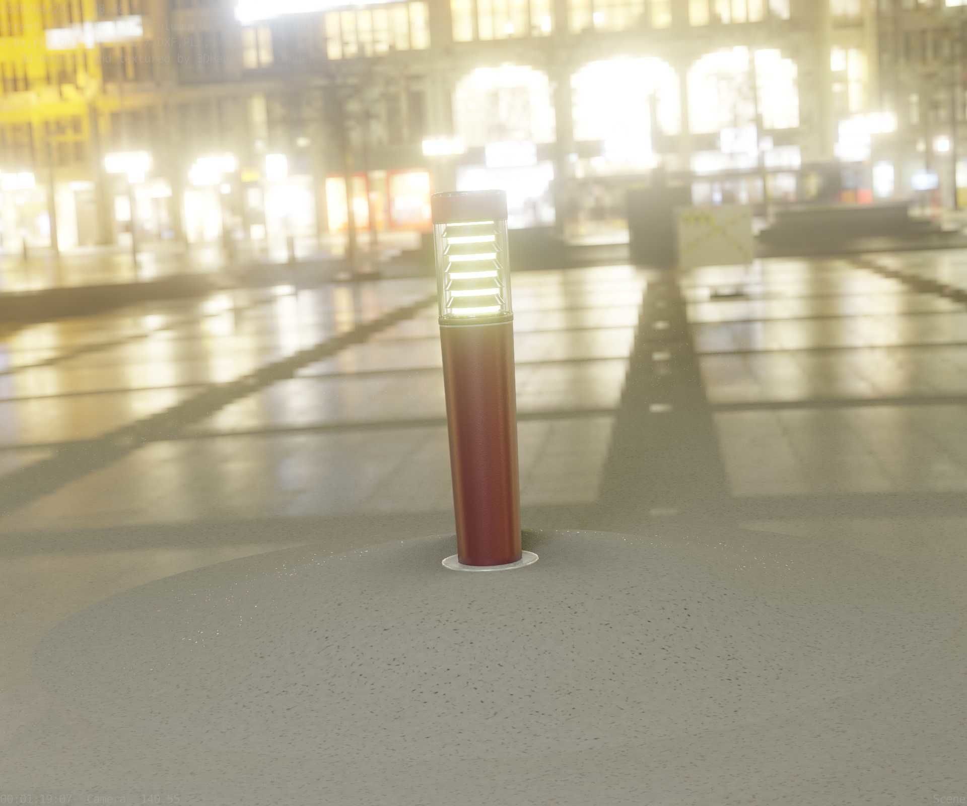 Dark Red Light-Column -20- Street-Light 9 Low-poly 3D model_17