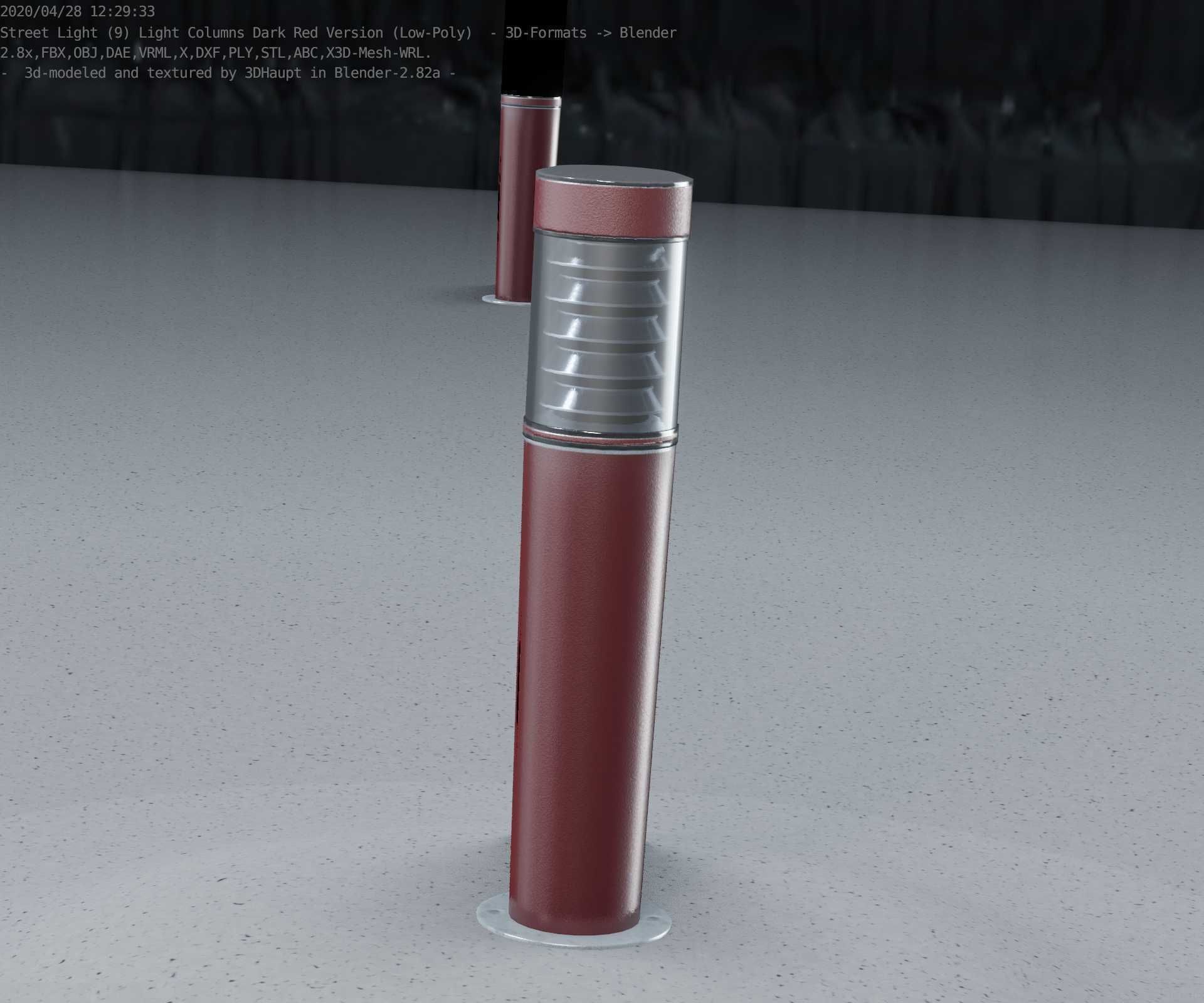 Dark Red Light-Column -20- Street-Light 9 Low-poly 3D model_55