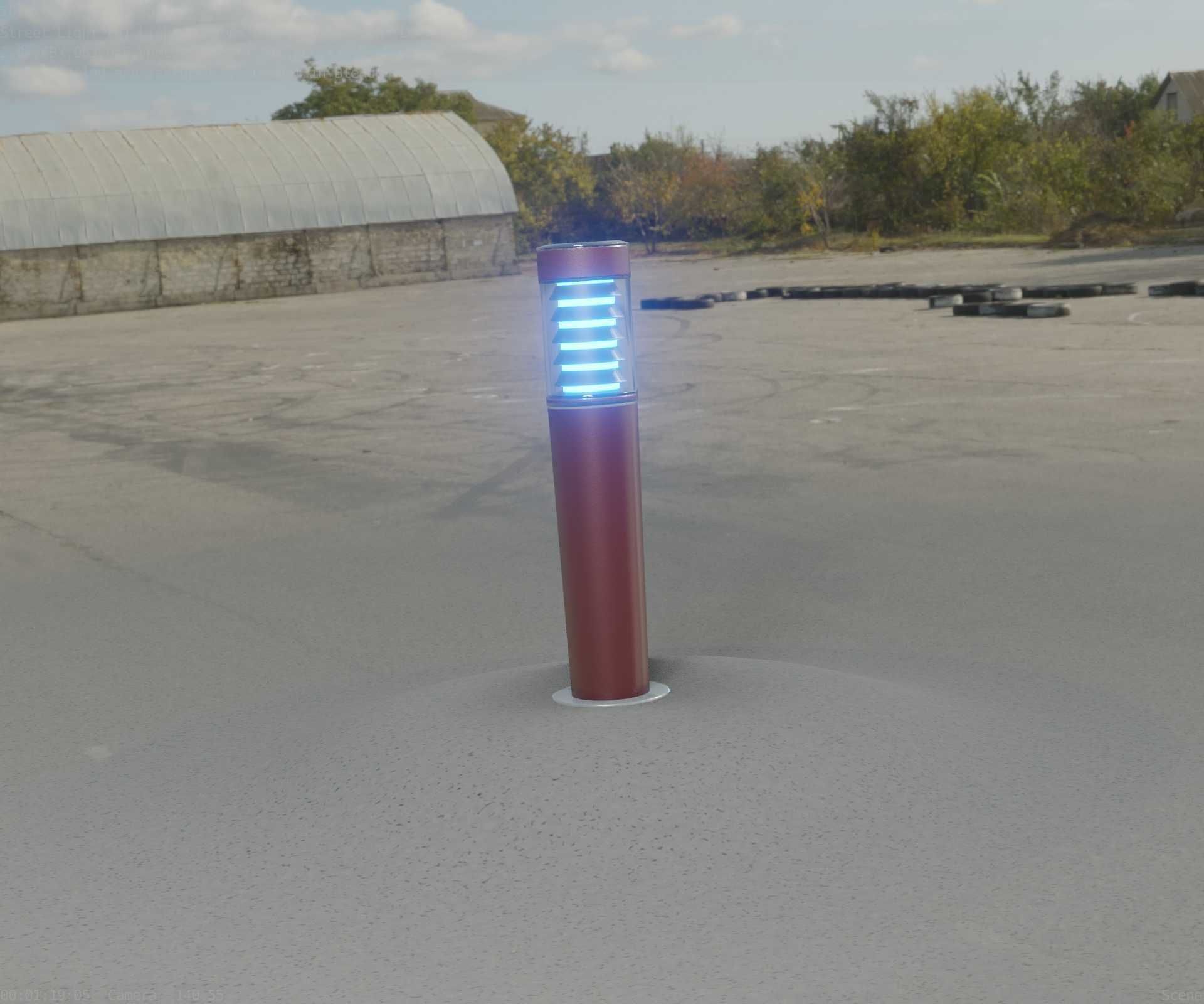 Dark Red Light-Column -20- Street-Light 9 Low-poly 3D model_15
