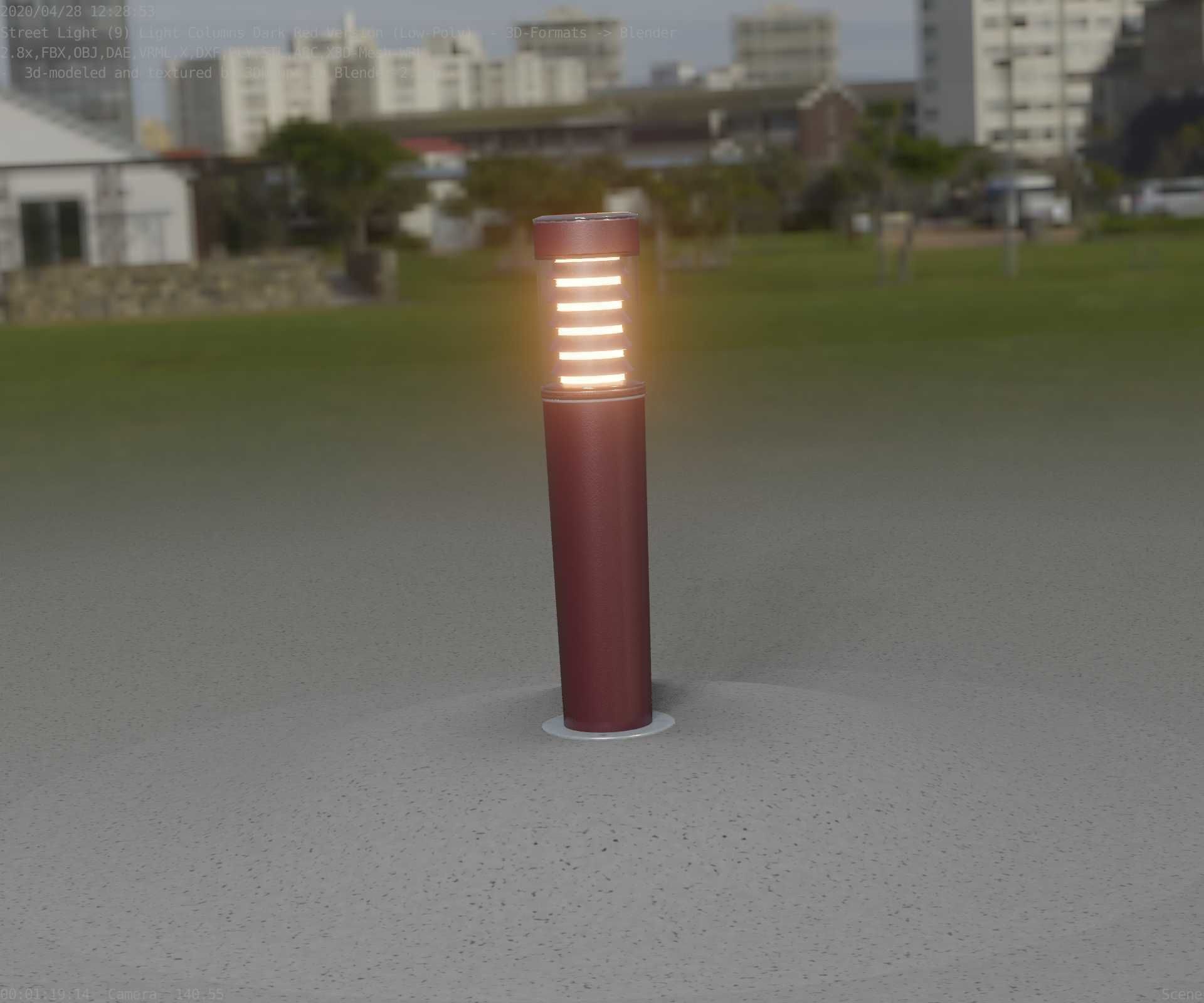Dark Red Light-Column -20- Street-Light 9 Low-poly 3D model_24