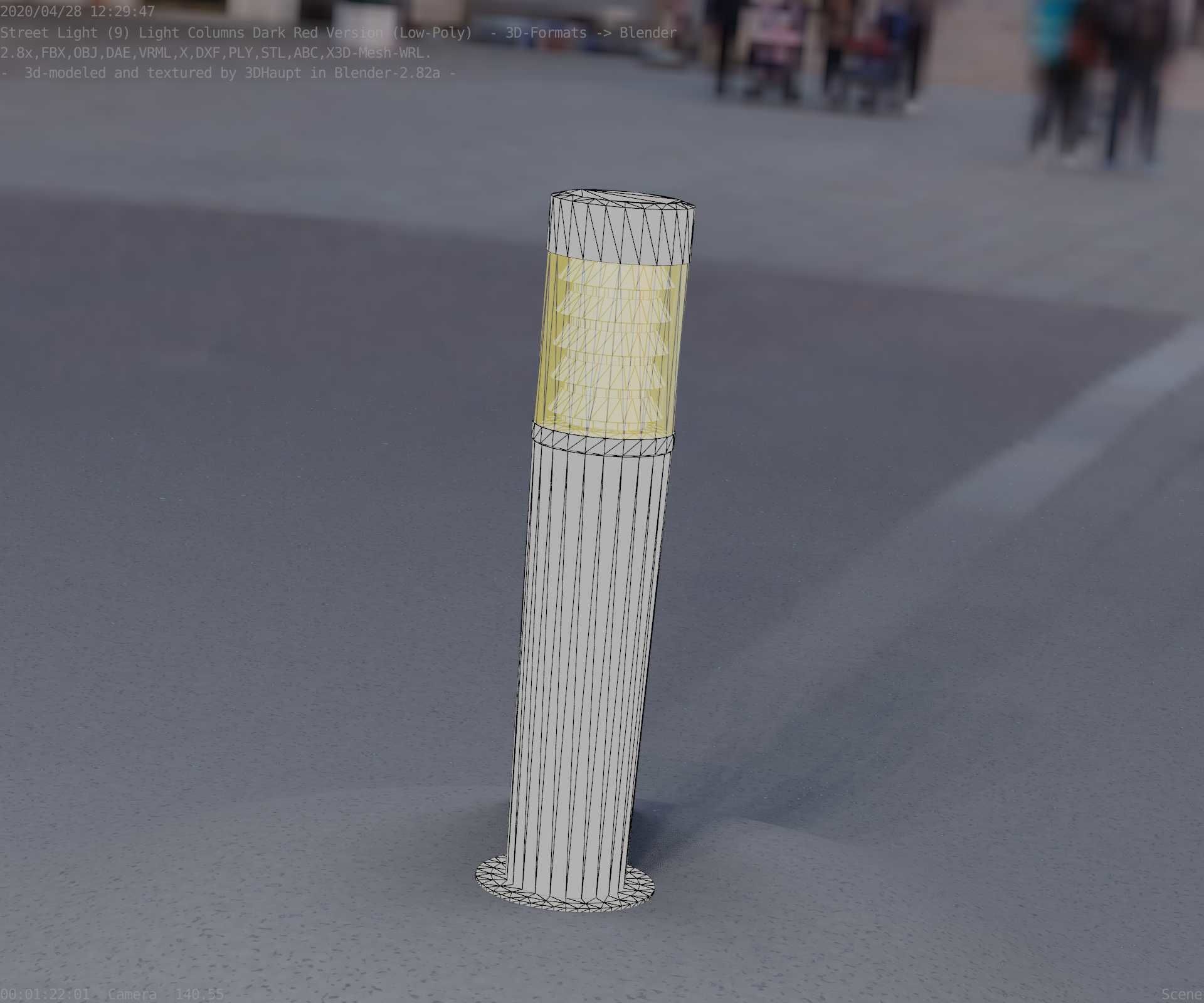 Dark Red Light-Column -20- Street-Light 9 Low-poly 3D model_69