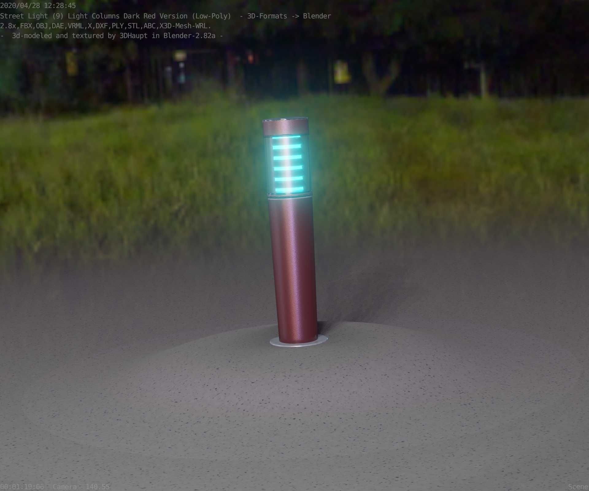 Dark Red Light-Column -20- Street-Light 9 Low-poly 3D model_16