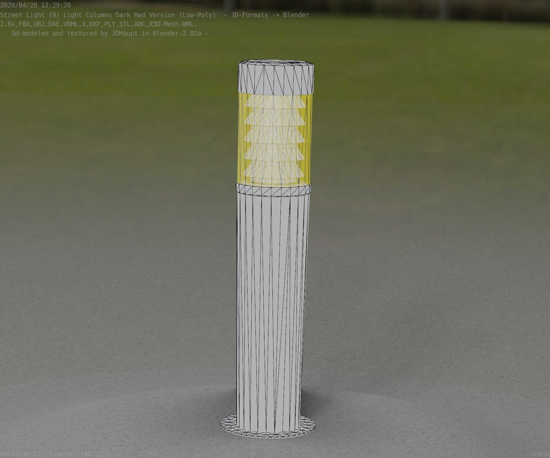 Dark Red Light-Column -20- Street-Light 9 Low-poly 3D model_41