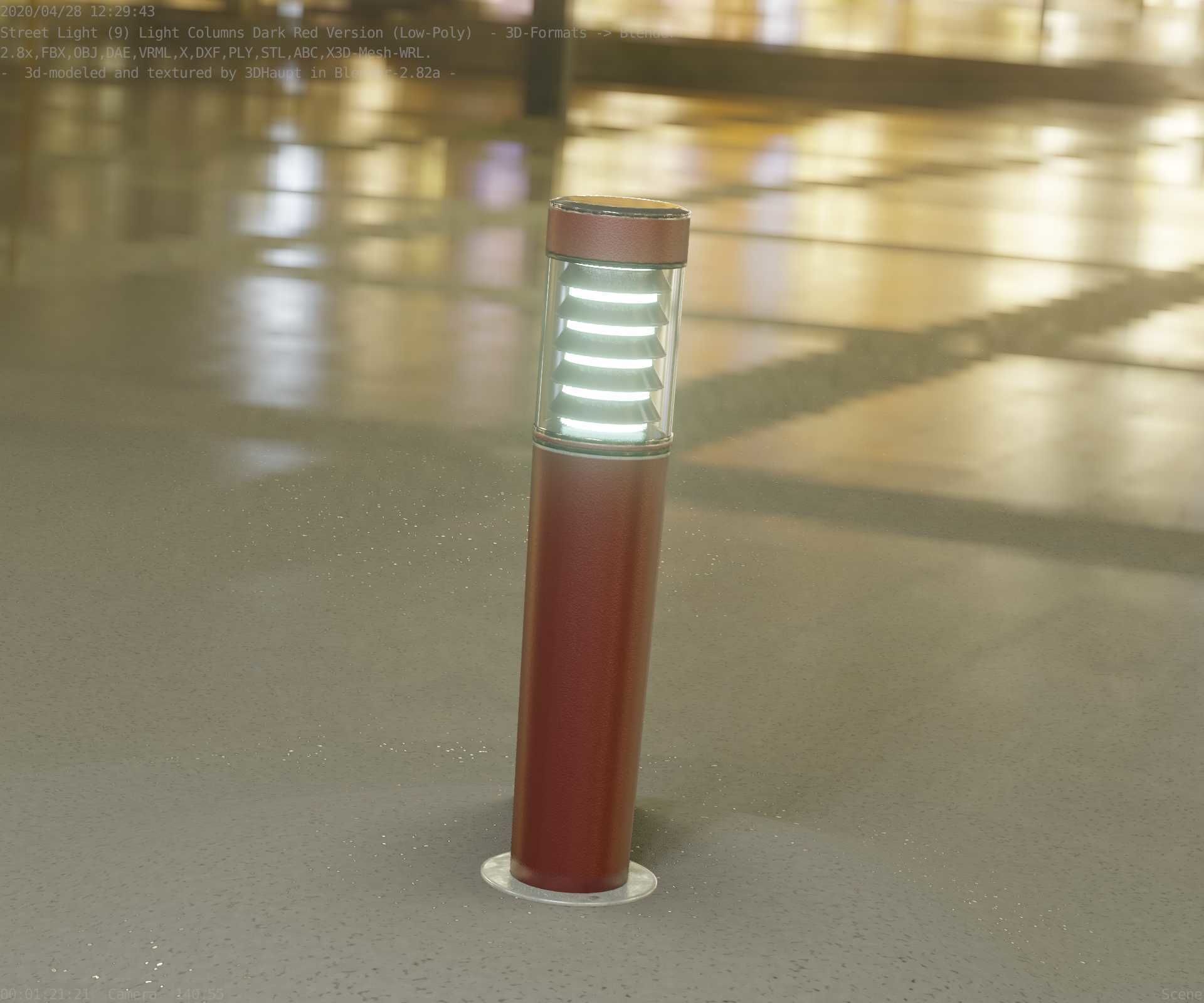 Dark Red Light-Column -20- Street-Light 9 Low-poly 3D model_65