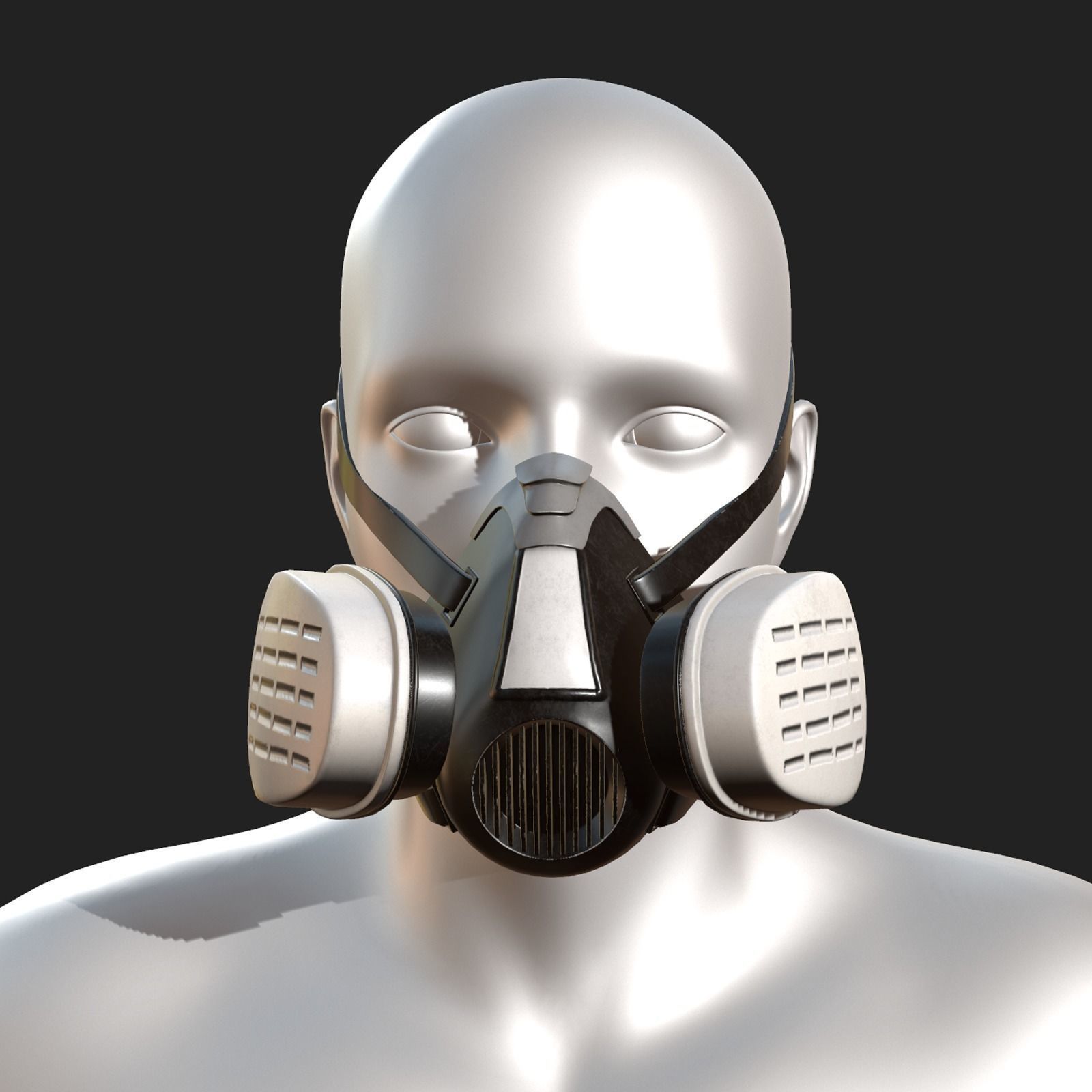 Gas mask helmet 3d safety isolated military combat  Low-poly 3D model_1
