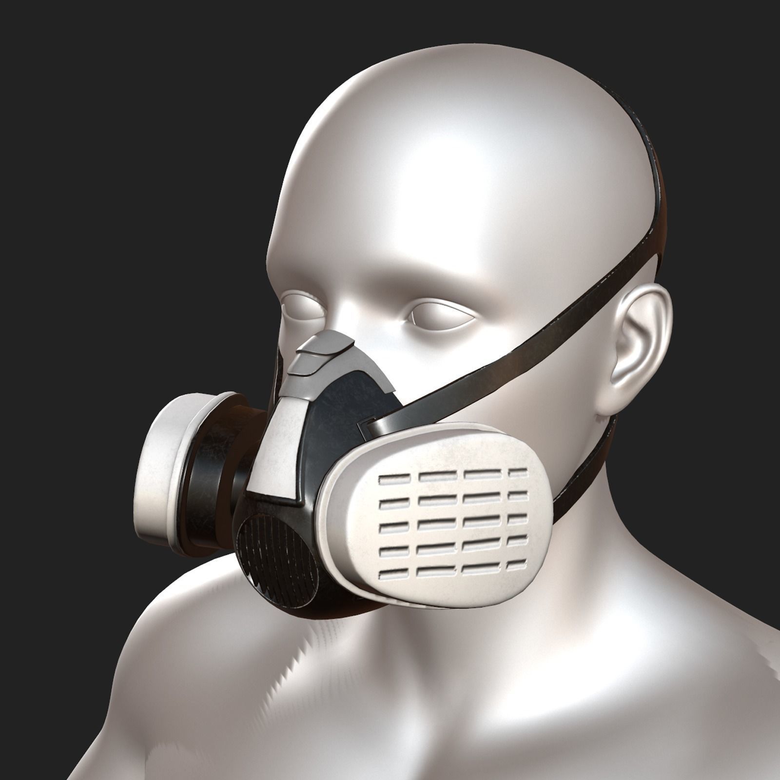 Gas mask helmet 3d safety isolated military combat  Low-poly 3D model_2