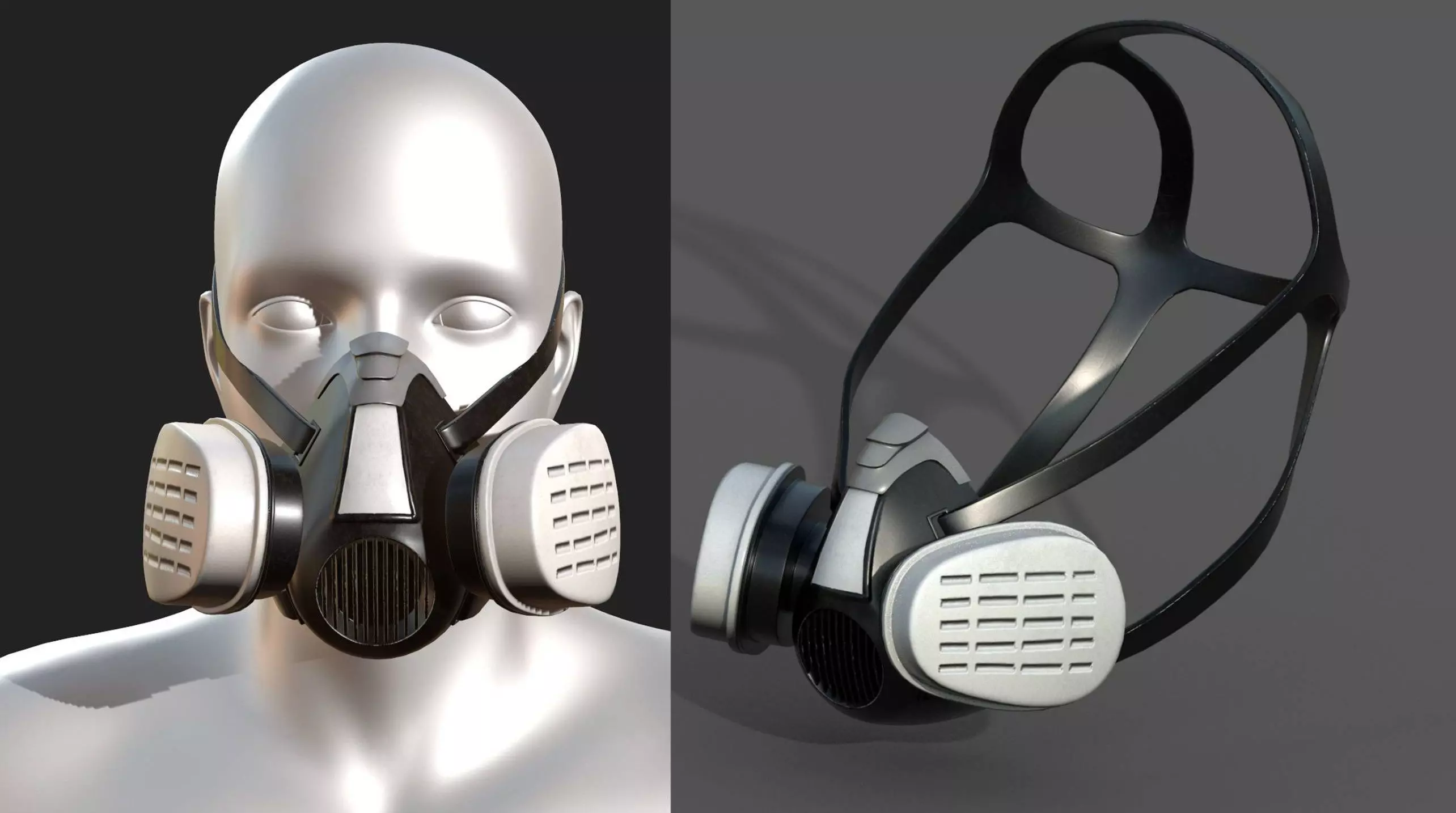 Gas mask helmet 3d safety isolated military combat  Low-poly 3D model_0