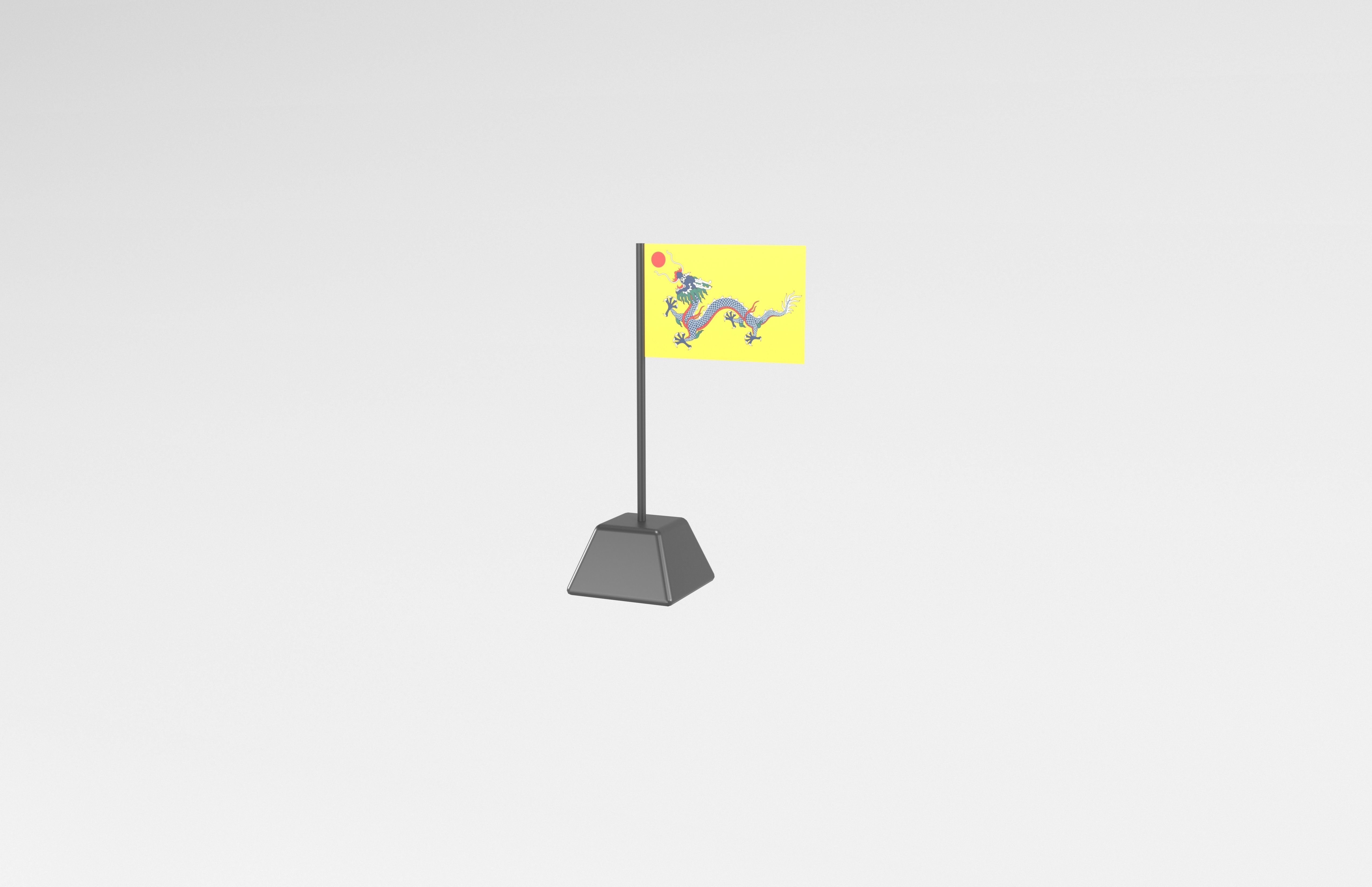 Cartoon Qing Dynasty Flag v1 001 Low-poly 3D model_2