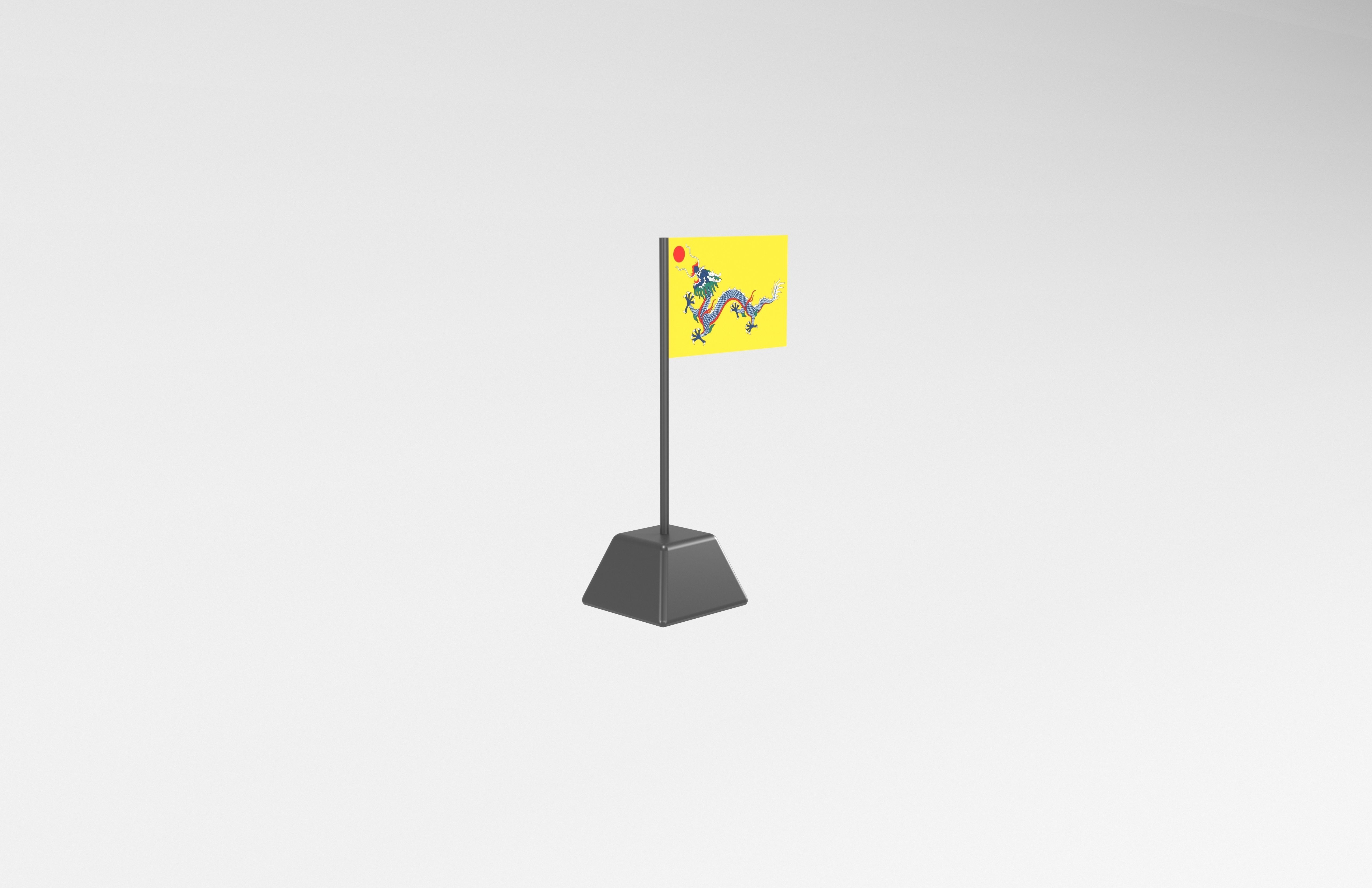 Cartoon Qing Dynasty Flag v1 001 Low-poly 3D model_3