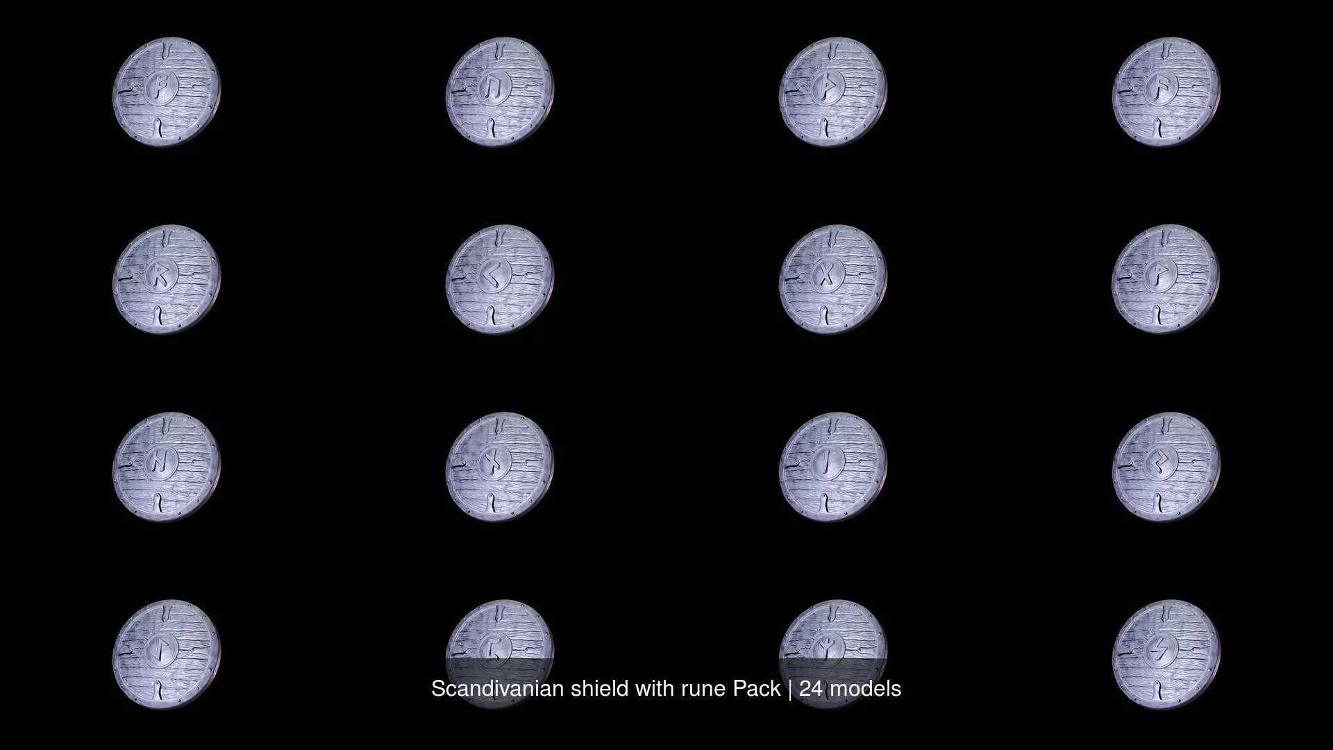 Scandivanian shield with rune Pack 3D Model Collection_0